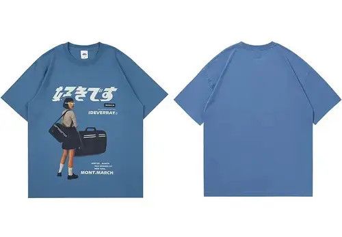 Japanese Brand × Vintage Japanese Style Blue T-shirt Tee Short Sleeve Shirt Size US XL / EU 56 / 4 - 3 Thumbnail