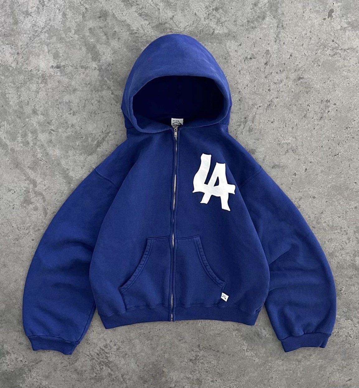 Sweat à Capuche AKIMBO Bleu - Fermeture éclair Complète, Taille M, Style Streetwear