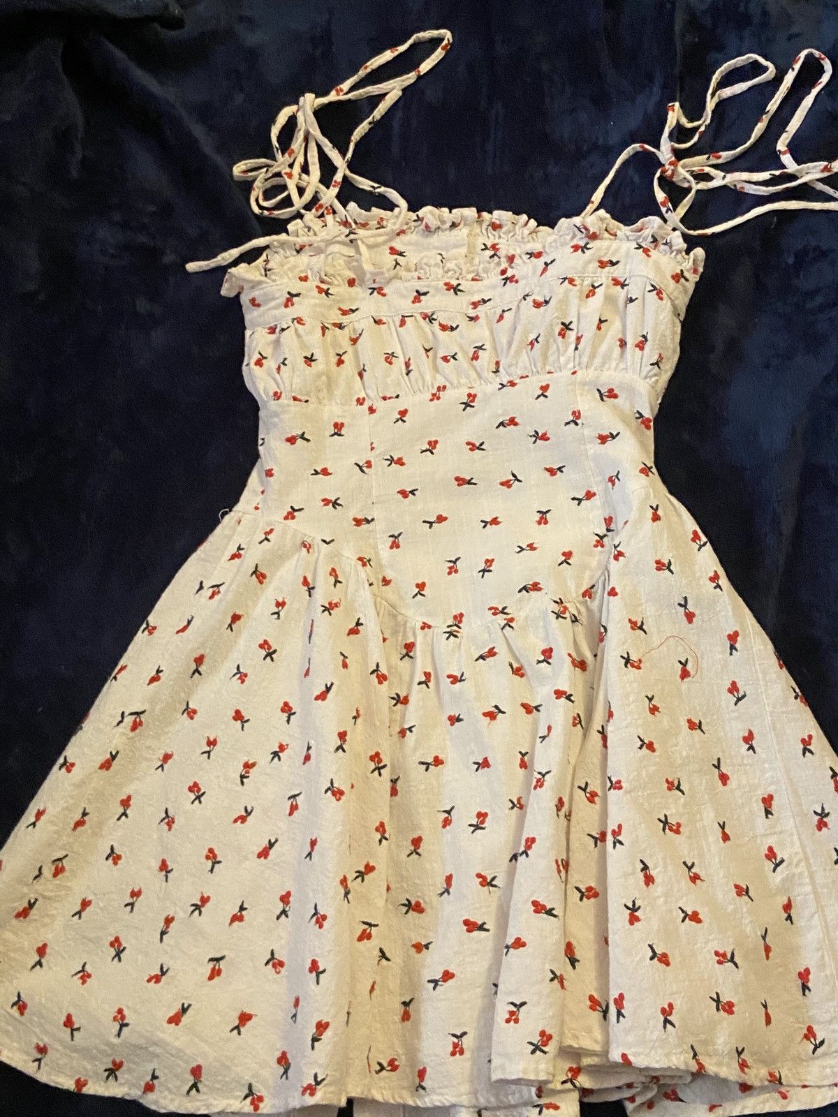 Other Vintage Cherry Embroidered White Dress Size S / US 4 / IT 40 - 3 Thumbnail