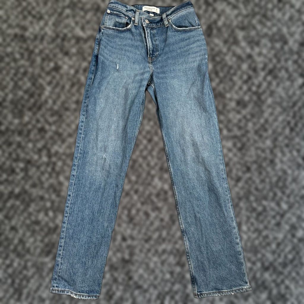 Abercrombie & Fitch VINTAGE Abercrombie & Fitch Jeans Womens 26 Regular 90s Distressed Ultra High Rise Straight Blue Denim 90s Womens Size 26" / US 2 / IT 38 - 1 Thumbnail