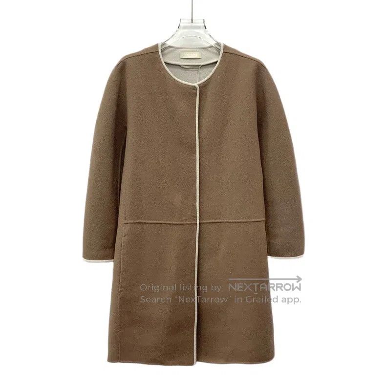 Other Max Mara Brown Wool Round Neck Long Sleeve Coat Jacket Size L / US 10 / IT 46 - 1 Thumbnail