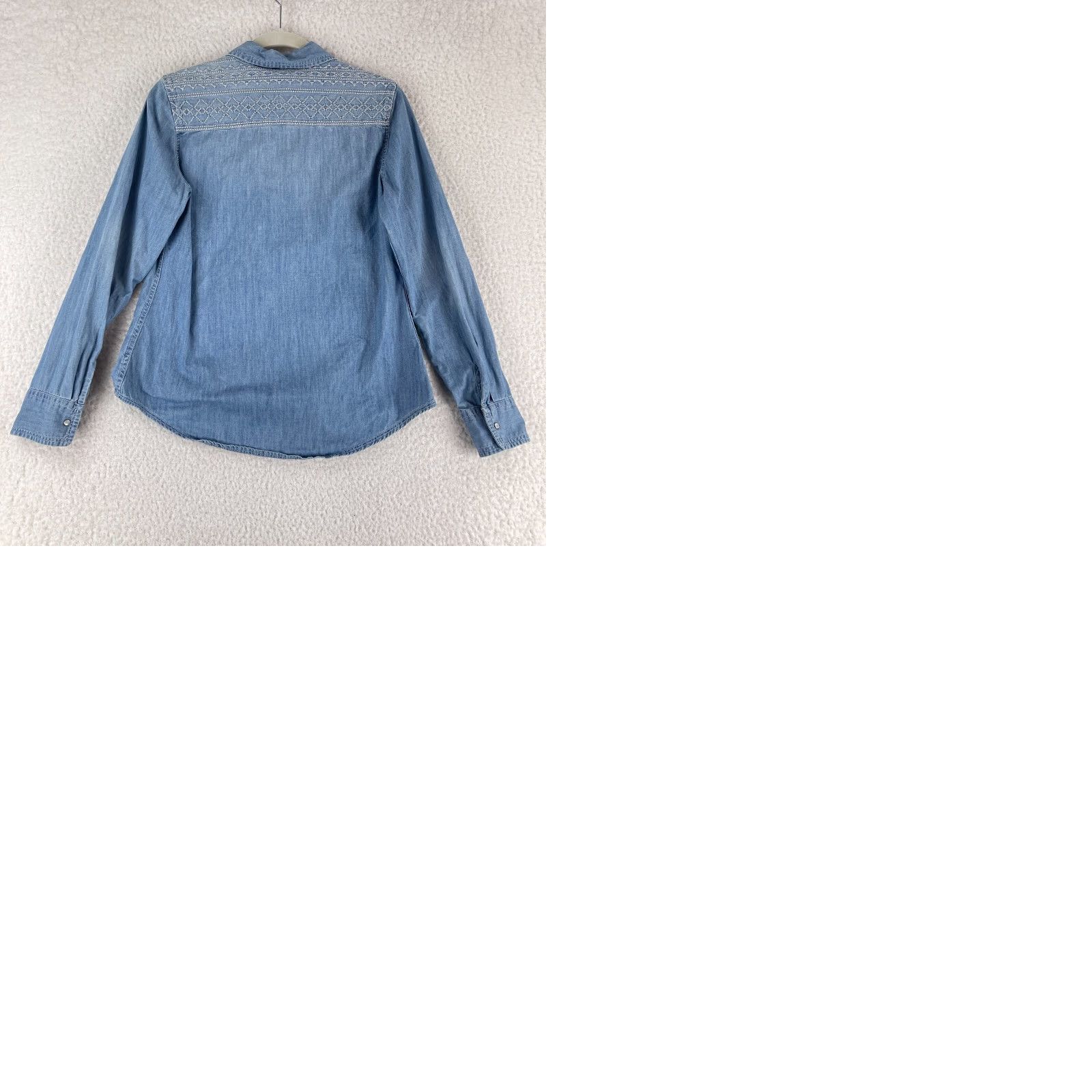 Vintage Natural Reflections Blue Chambray Snap Button Shirt Womens Medium Embroidered Button-Up Casual Shirt Size M / US 6-8 / IT 42-44 - 9 Thumbnail