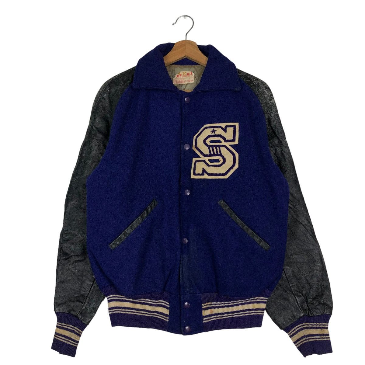Toyo Enterprises 🔥Vintage Leather Varsity Jacket Division of Holt’s USA Size US M / EU 48-50 / 2 - 1 Thumbnail