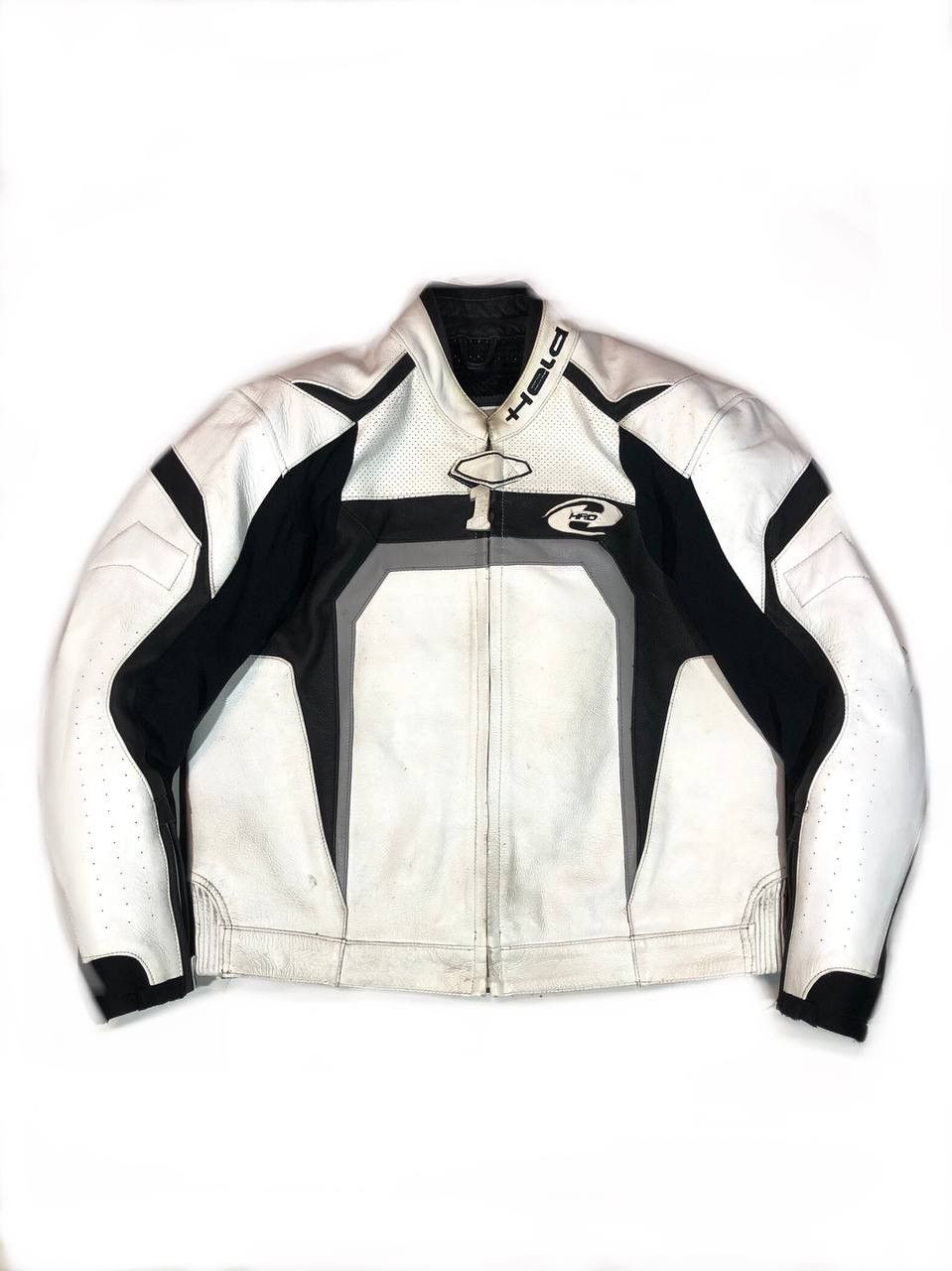 image of Held Moto Recing Leather Jacket in White, Men's (Size Large)
