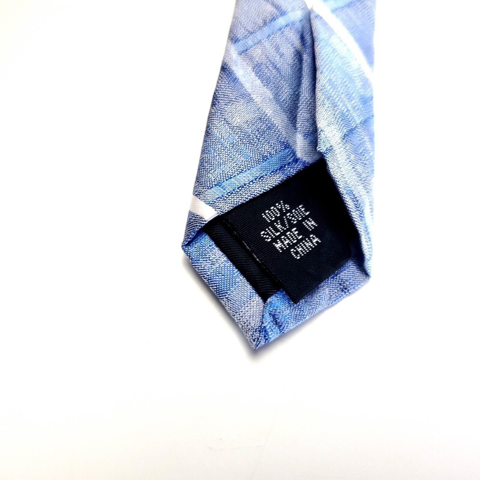 Van Heusen Van Heusen Blue Gray Plaid Woven Skinny Silk Tie Size ONE SIZE - 4 Thumbnail