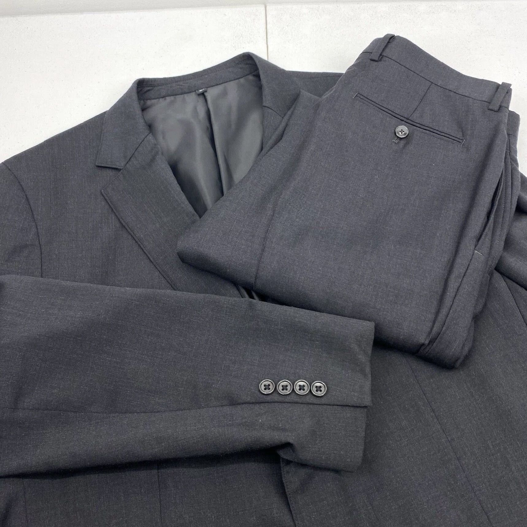 Bonobos Bonobos Blazer Mens size 46R Casual Two-Piece Suit Jacket Coat Wool Gray Notch Lapel Single-Breasted 2-Button Front Indoor: Dry Clean Only Mens Size 46R - 2 Thumbnail