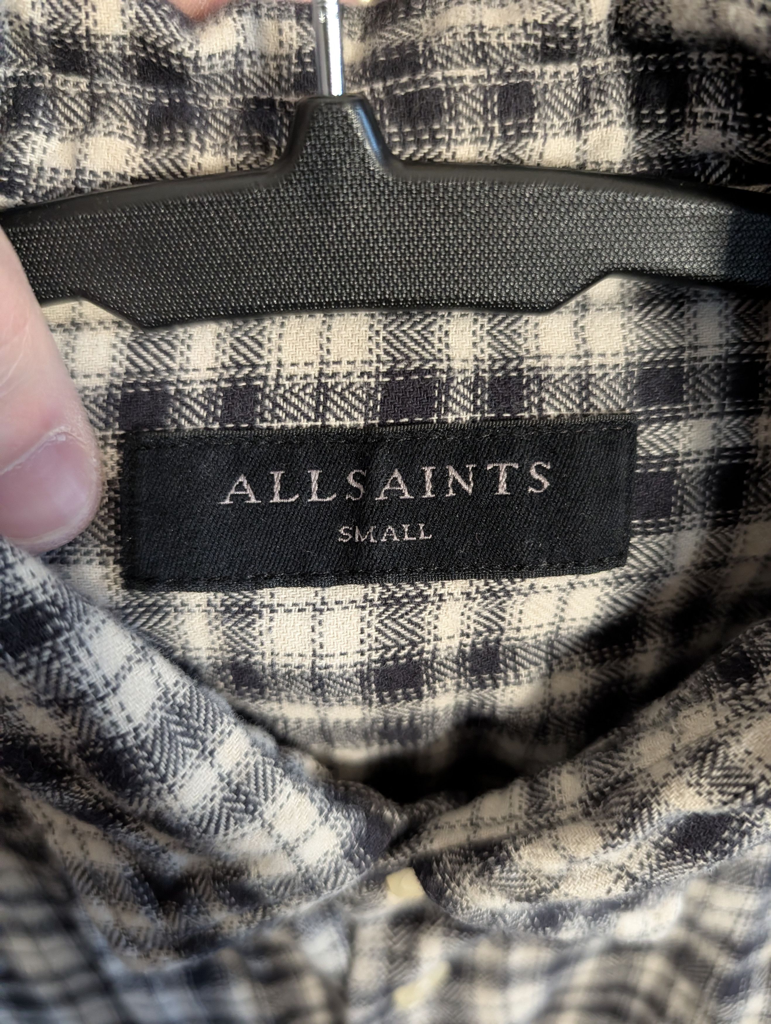 Allsaints Black/white plaid flannel button-down logo shirt Small Size US S / EU 44-46 / 1 - 9 Thumbnail