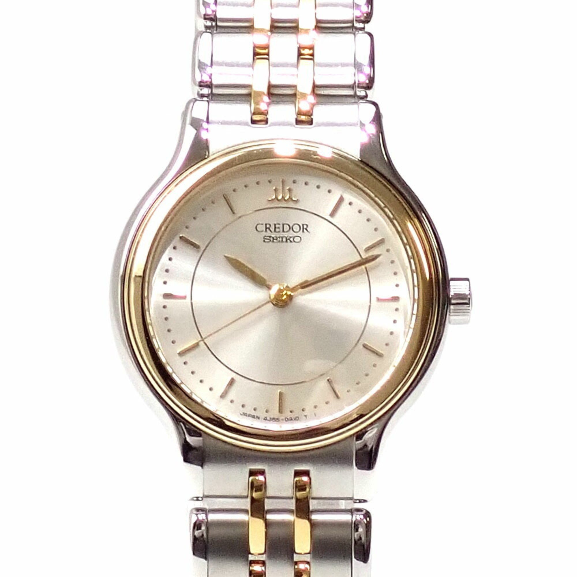 Seiko Watch Credor Ladies Quartz 18KKT SS 4J85-0A10 Battery Operated