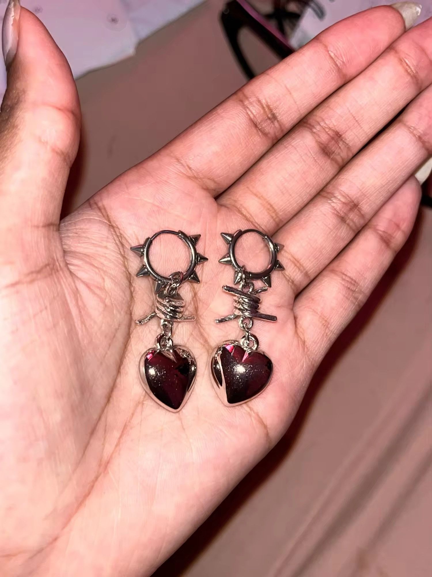 Jewelry × Vintage Punk Thorn Heart Hoop Earring Size ONE SIZE - 4 Thumbnail