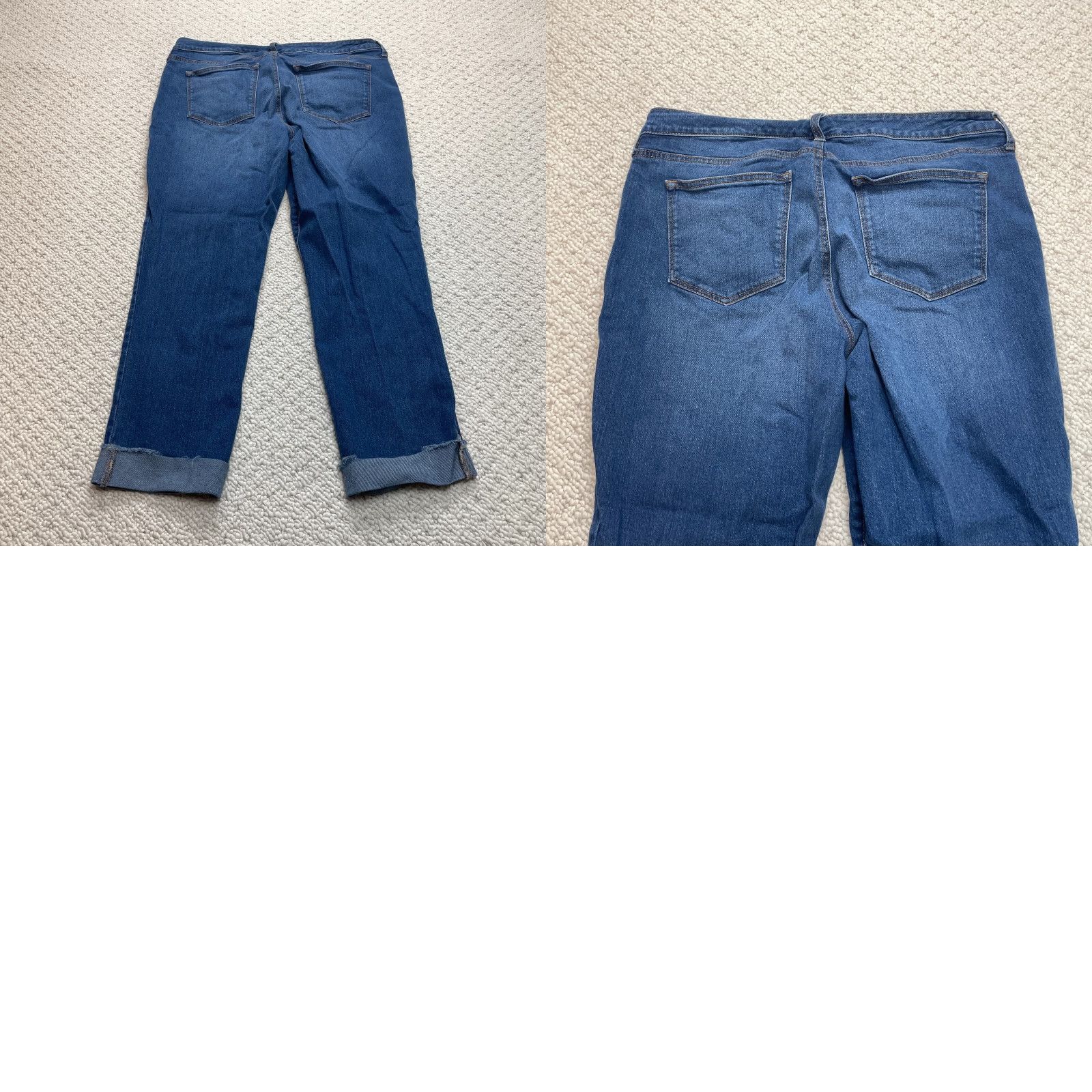 Denime New Direction Jeans Womens 16 R Girlfriend Blue Denim Rolled Hems 36x26 Size 38" / US 16 / IT 52 - 9 Thumbnail