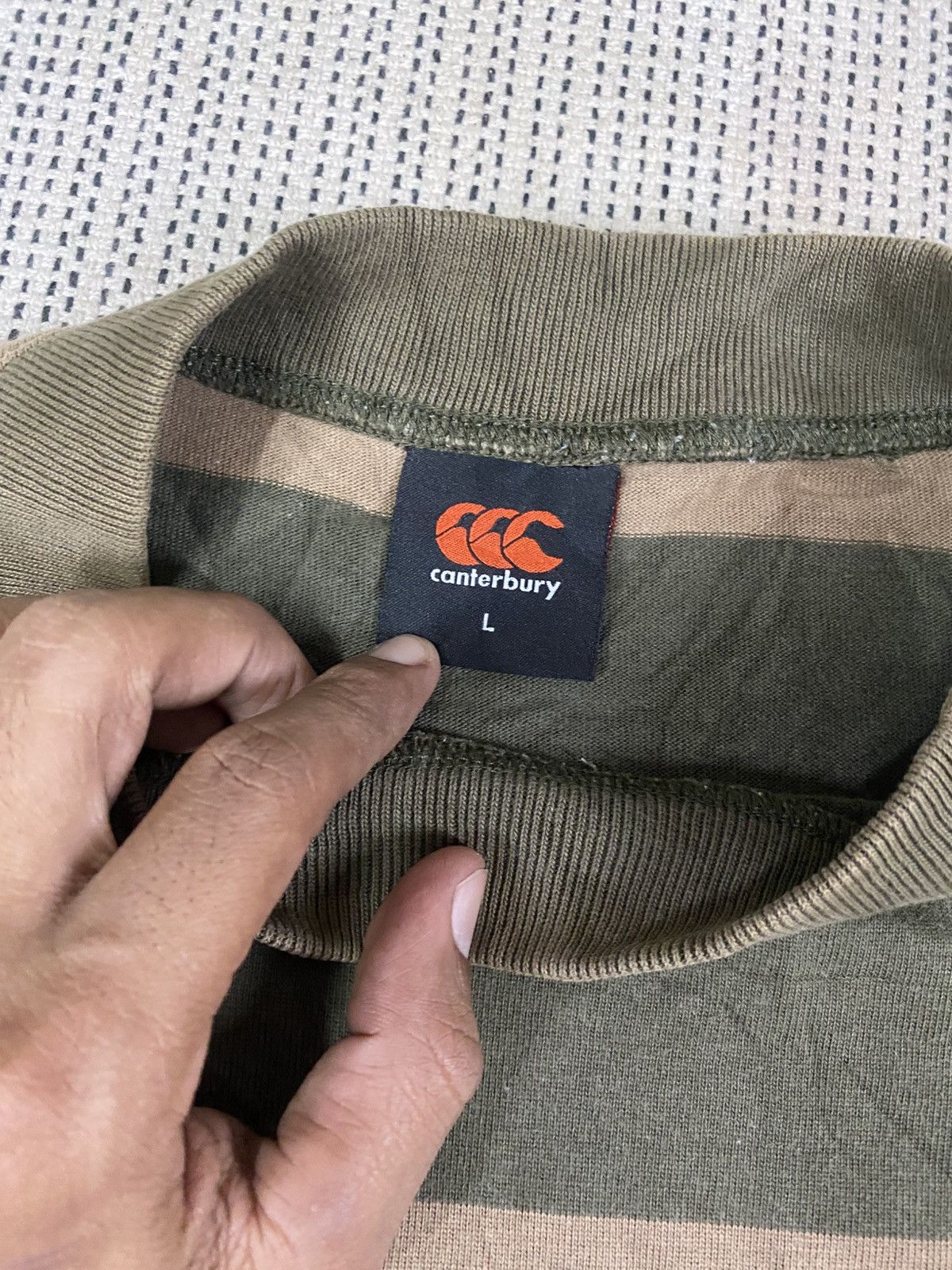 Canterbury of New Zealand Canterbury | Olive Brown Striped Long Sleeve T-Shirt Size US L / EU 52-54 / 3 - 5 Thumbnail