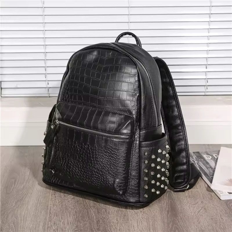 Streetwear Gothic Punk Style PU Leather Backpack