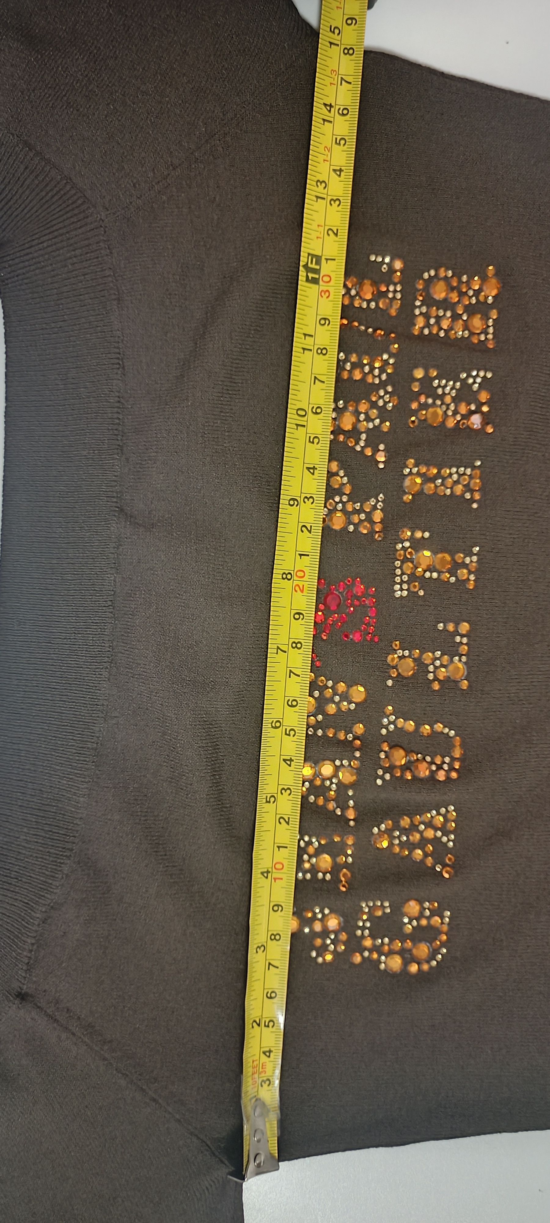 Jean Paul Gaultier Chocolate brown top with yellow and red rhinestones Size S / US 4 / IT 40 - 7 Thumbnail