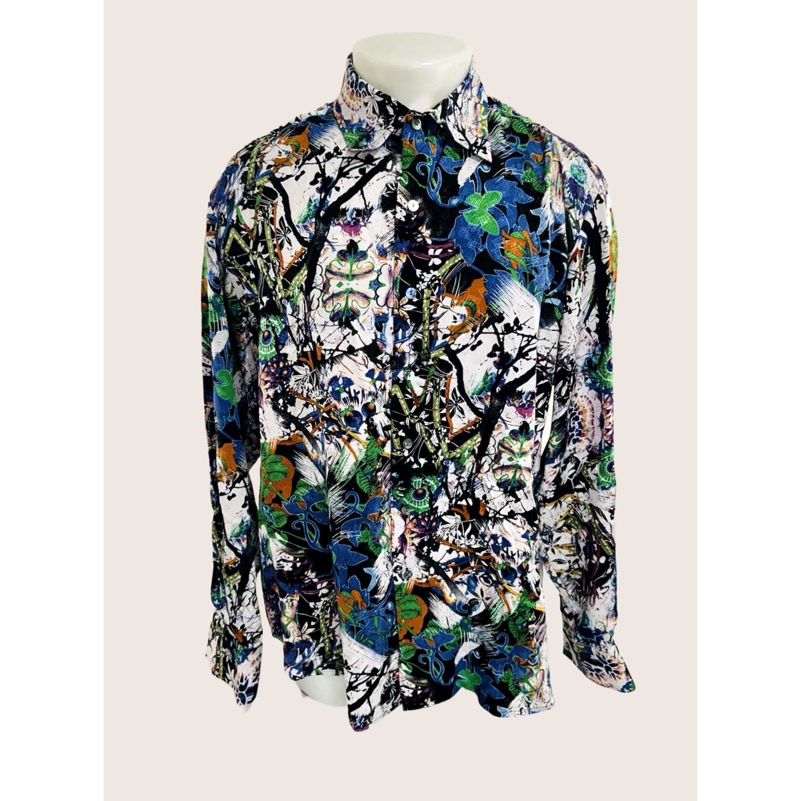Robert Graham SILK ROAD / ROBERT GRAHAM - Abstract Colorful Shiny Floral XL Shirt - EXCELLENT Shirt XL Multicolor Floral 90s Robert Graham Mens XL Size US XL / EU 56 / 4 - 1 Thumbnail