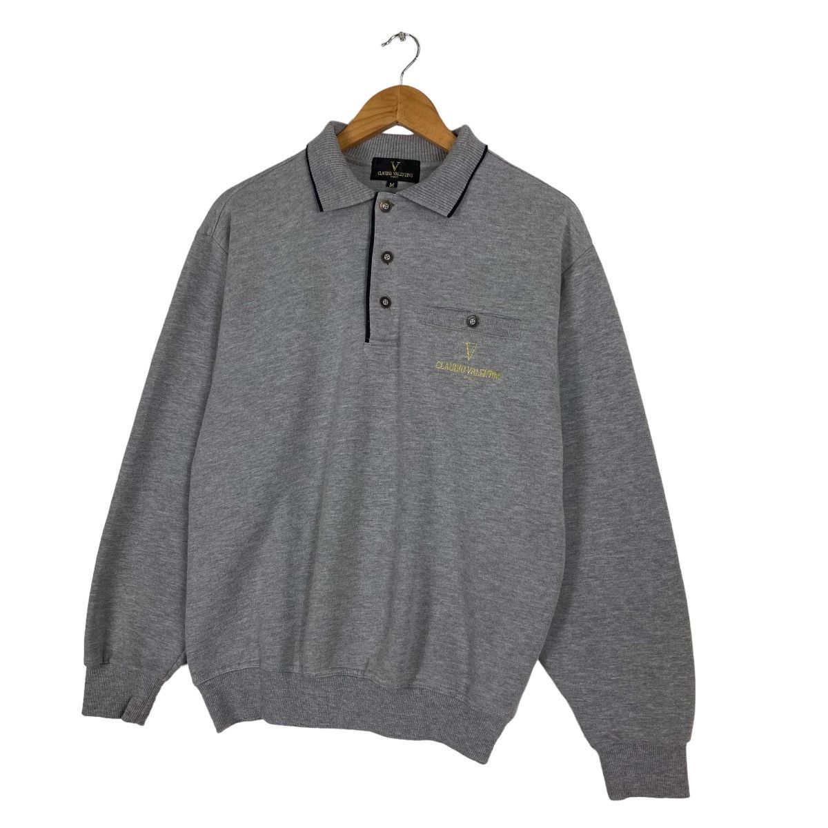 Designer Vintage 90s Claudio Valentino Collar Sweatshirt Size M Size US L / EU 52-54 / 3 - 2 Thumbnail