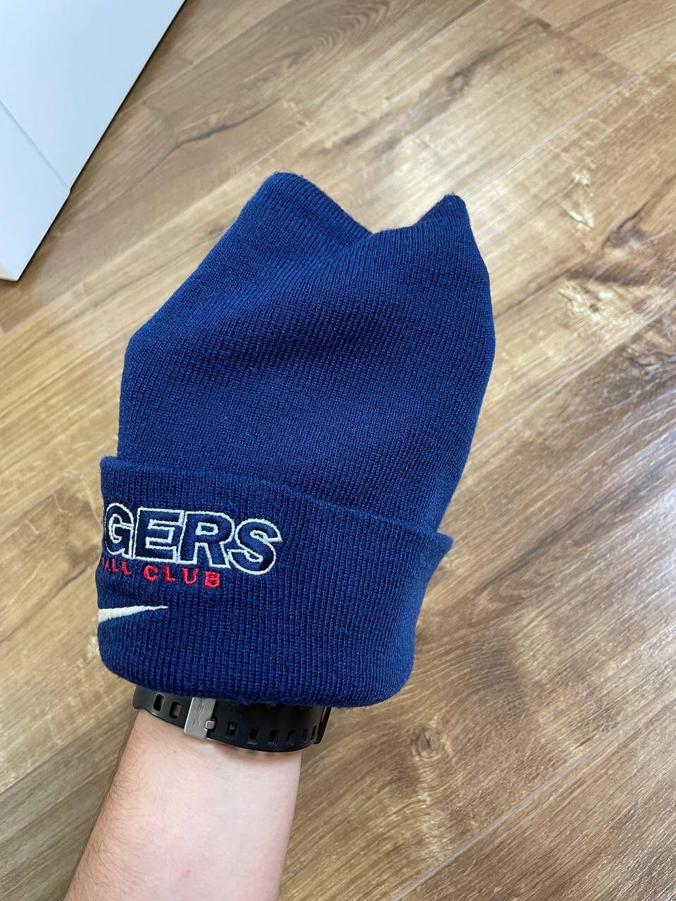 Nike × Vintage Vintage 90’s Y2K Style Nike Rangers Swoosh Logo Beanie Hat Size ONE SIZE - 4 Thumbnail
