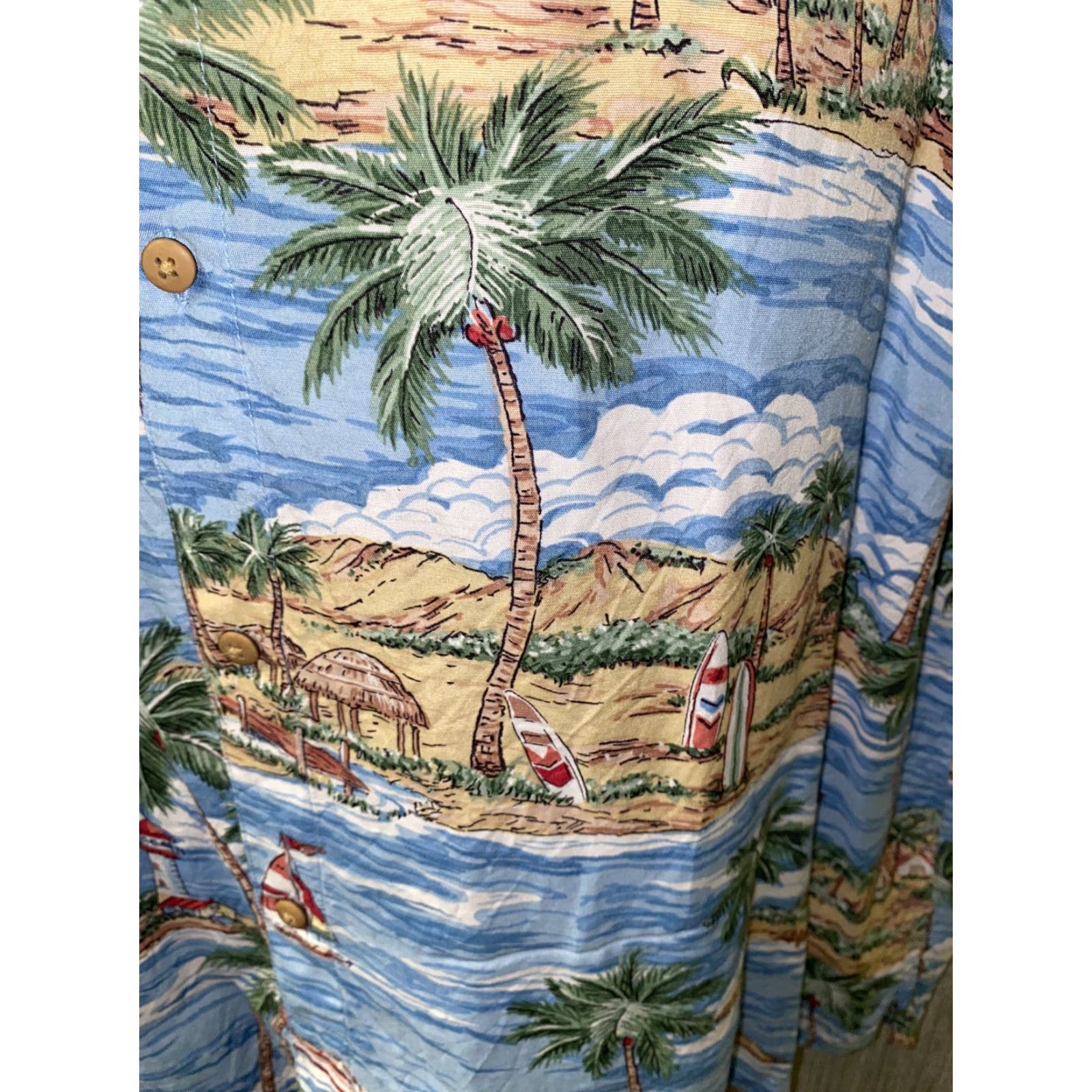 Pronto Uomo Pronto Uomo Men's Hawaiian Shirt 2XL Aloha Beach Tree Print Casual Short Sleeve Rayon Multicolor Size US XXL / EU 58 / 5 - 5 Thumbnail