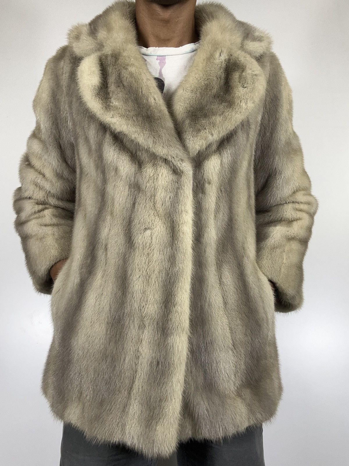 Sagafurs Vintage EMBA Mink Fur Coat – Beige Real Fur Jacket, Size S / US 4 / IT 40 - 2 Thumbnail