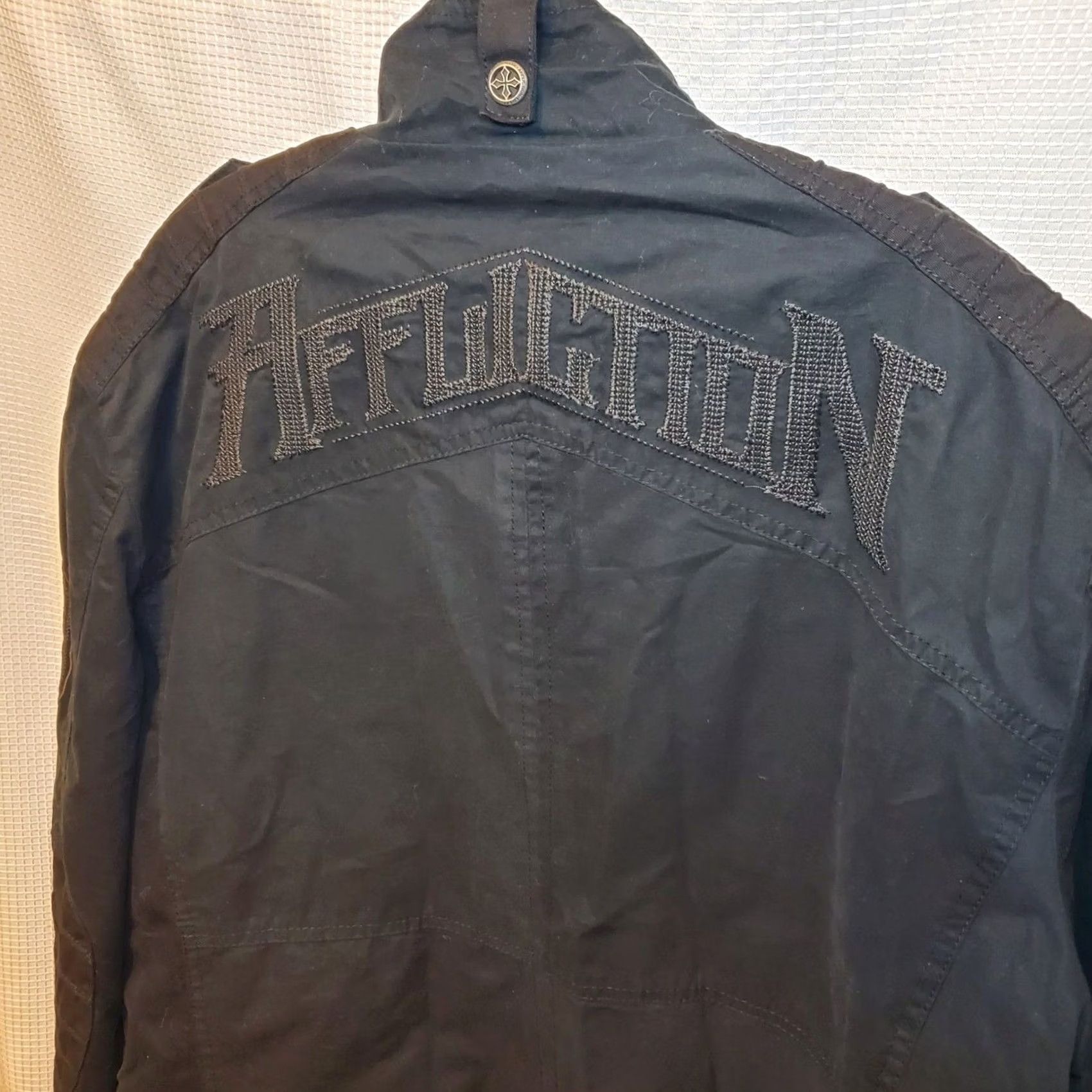 Affliction VINTAGE Affliction Jacket 2XL Black Embroidered Premium Enemy Line 90s Y2K Full Zip Biker Streetwear Casual Mens Size US XXL / EU 58 / 5 - 4 Thumbnail