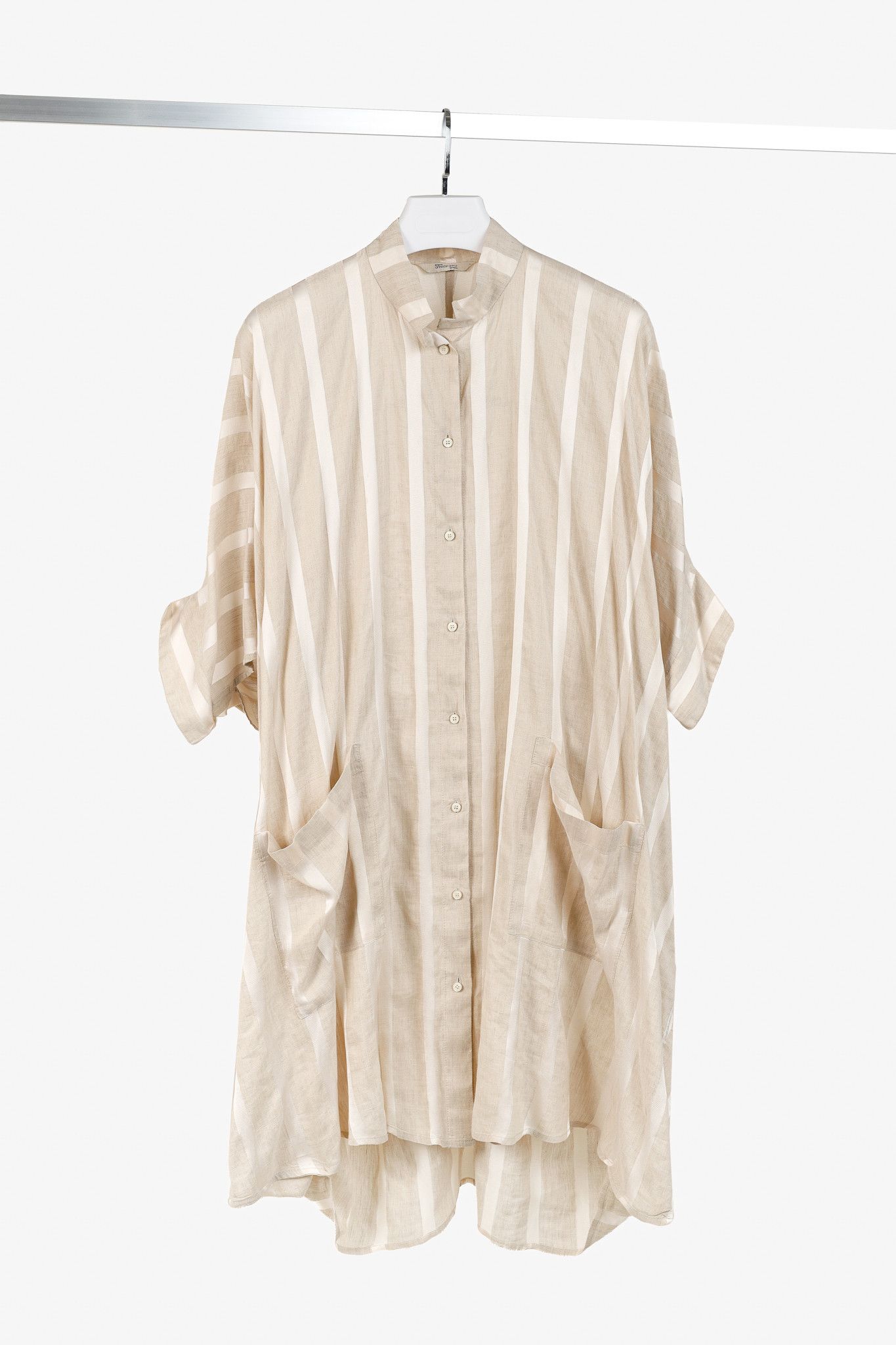 Annette Gortz Annette Gortz SS/18 Relax Beige Striped Linen-Blend Tunic Size ONE SIZE - 1 Thumbnail