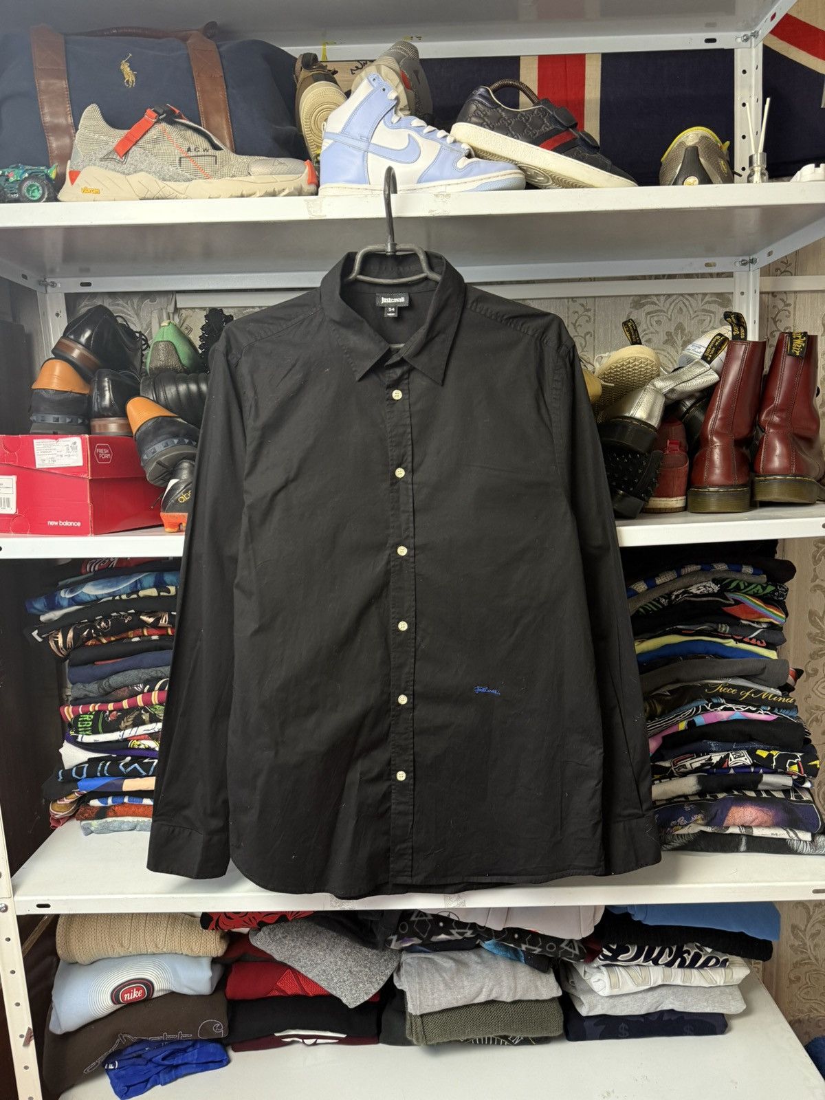Just Cavalli × Vintage Vintage Just Cavalli Black Shirt Button Up Awant Garde Size US L / EU 52-54 / 3 - 1 Thumbnail