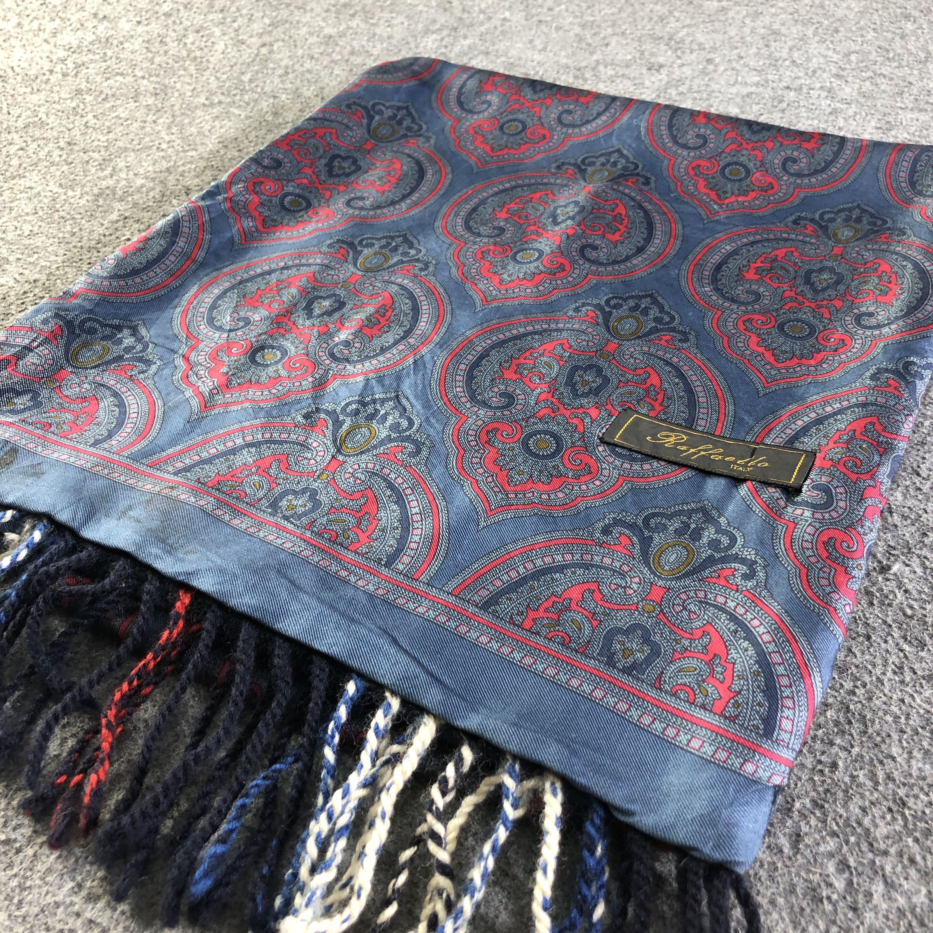 Vintage Rafaello Paisley Silk/Wool Scarf Muffler Neckwear V2785 Size ONE SIZE - 4 Thumbnail
