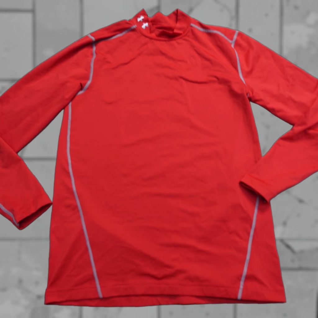 Under Armour Under Armour Shirt M Red Long Sleeve Mock Neck Athletic Activewear Mens Regular Size Type Casual - Embroidered, Tear on logo Size US M / EU 48-50 / 2 - 1 Thumbnail