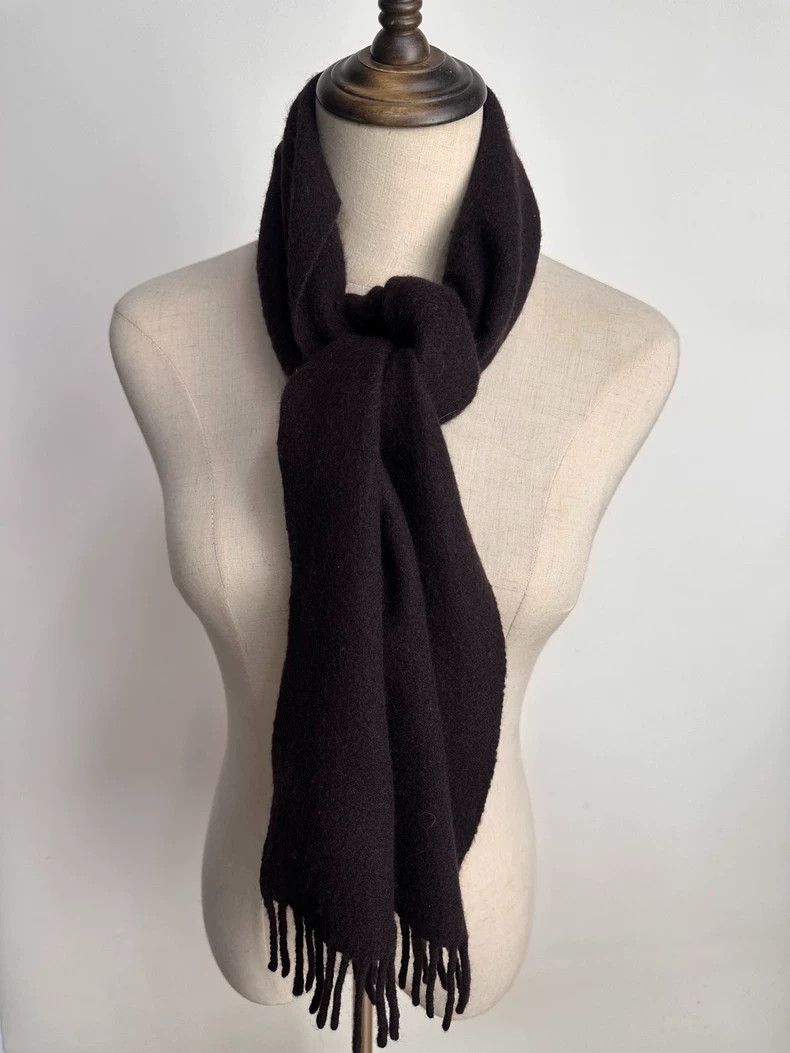 Yohji Yamamoto Yohji Yamamoto Wool and cashmere-blend dark brown scarf 250 Size ONE SIZE - 3 Thumbnail