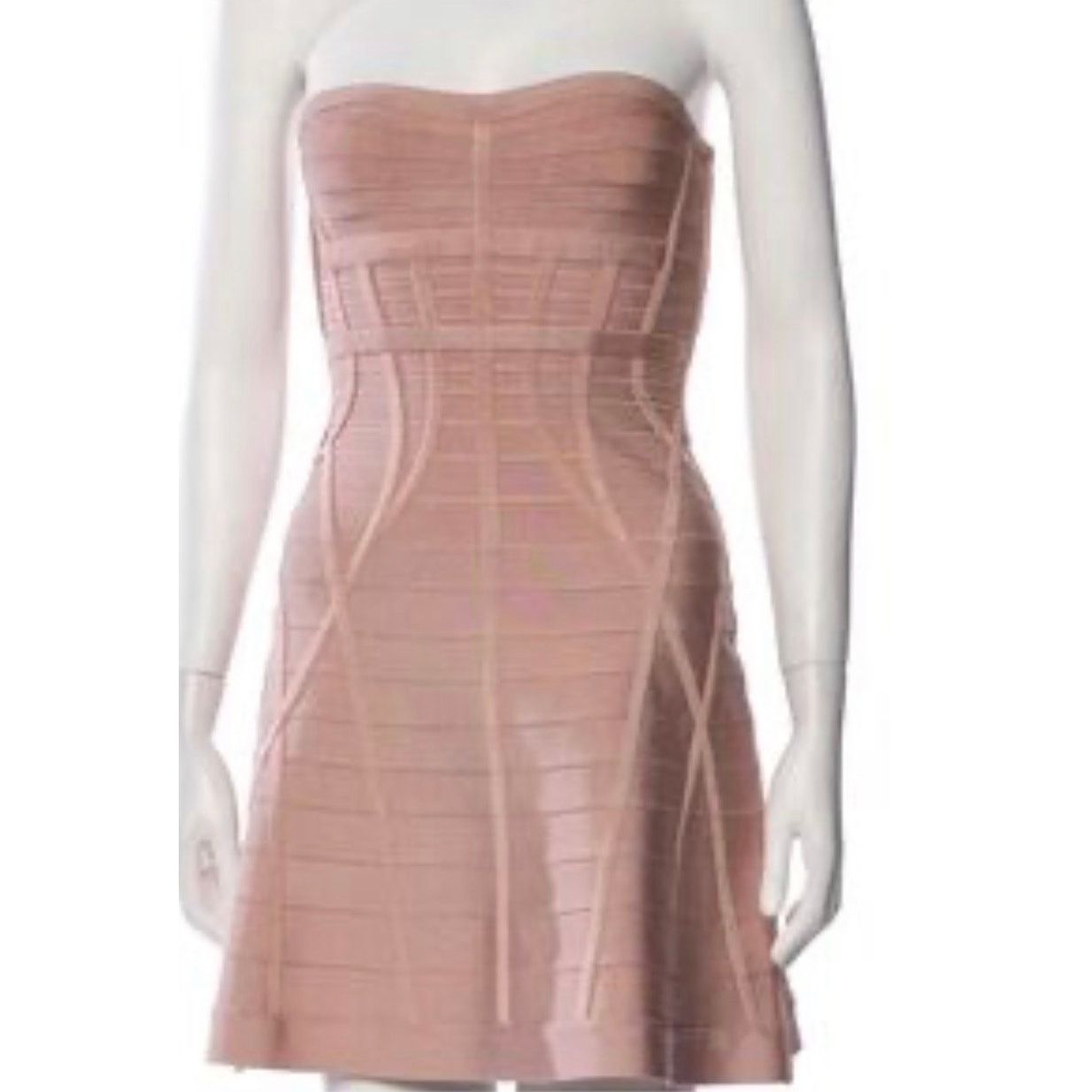 Herve Leger Hervé Léger Strapless Bandage Dress – Nude Blush | Size S Size S / US 4 / IT 40 - 1 Thumbnail