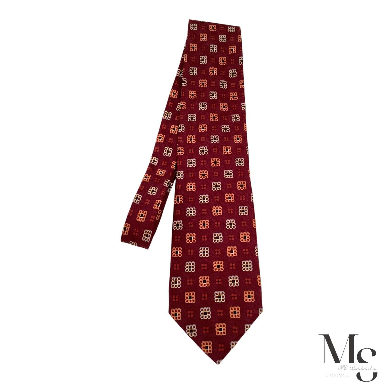 Ermenegildo Zegna ERMENEGILDO ZEGNA Burgundy Geometric Silk Tie Made In Italy Size ONE SIZE - 7 Thumbnail