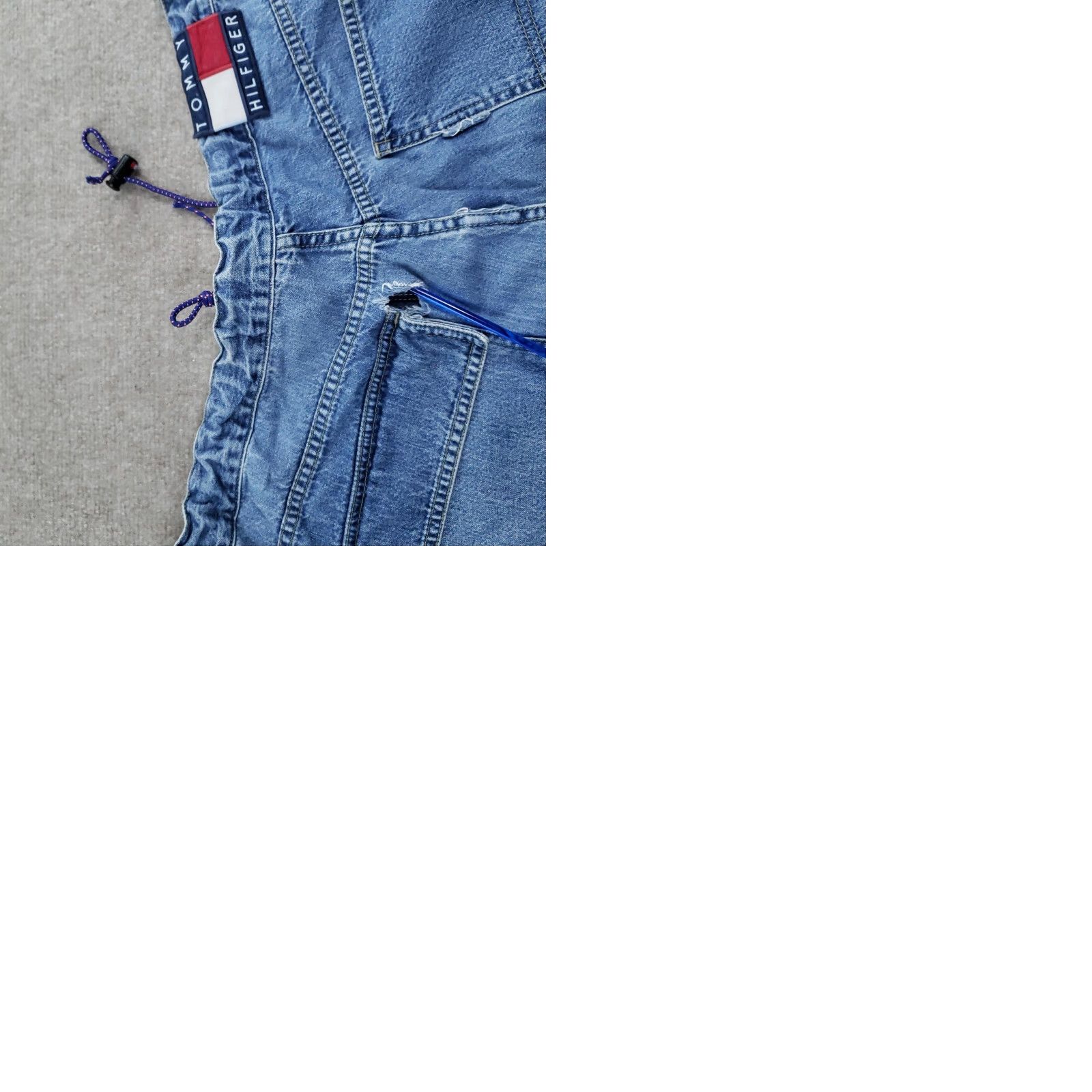 Tommy Hilfiger VINTAGE Tommy Hilfiger Jeans Men 40x32 Blue Wide Leg Baggy Drawstring Distressed Size US 40 / EU 56 - 10 Thumbnail