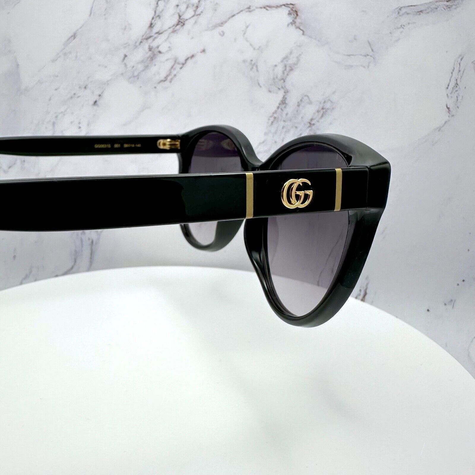 Gucci New Gucci Sunglasses Black Acetate Round Gold Metal GG Logo Size ONE SIZE - 12 Thumbnail