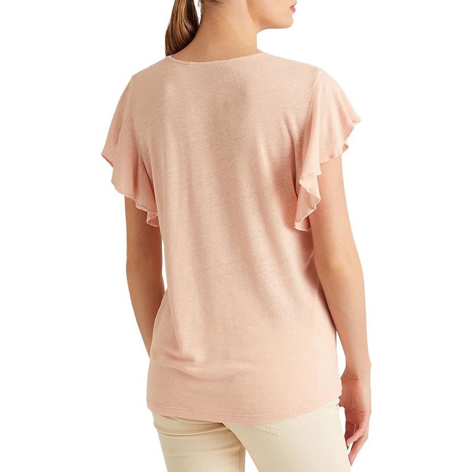 Ralph Lauren Ralph Lauren Women Pink Linen/Viscose Flutter T-Shirt XS Size XS / US 0-2 / IT 36-38 - 2 Thumbnail