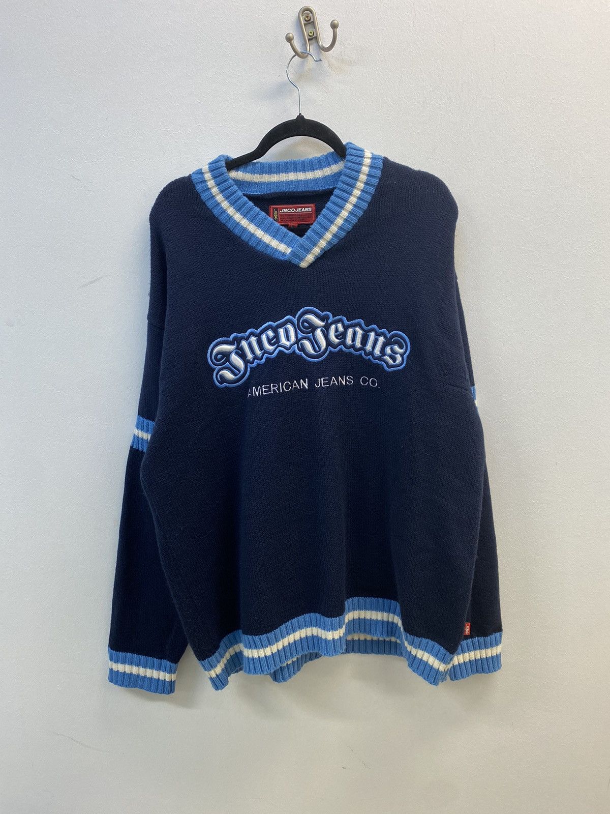 JNCO JNCO Jeans Knit Sweater – Navy / Blue Size US XL / EU 56 / 4 - 1 Thumbnail