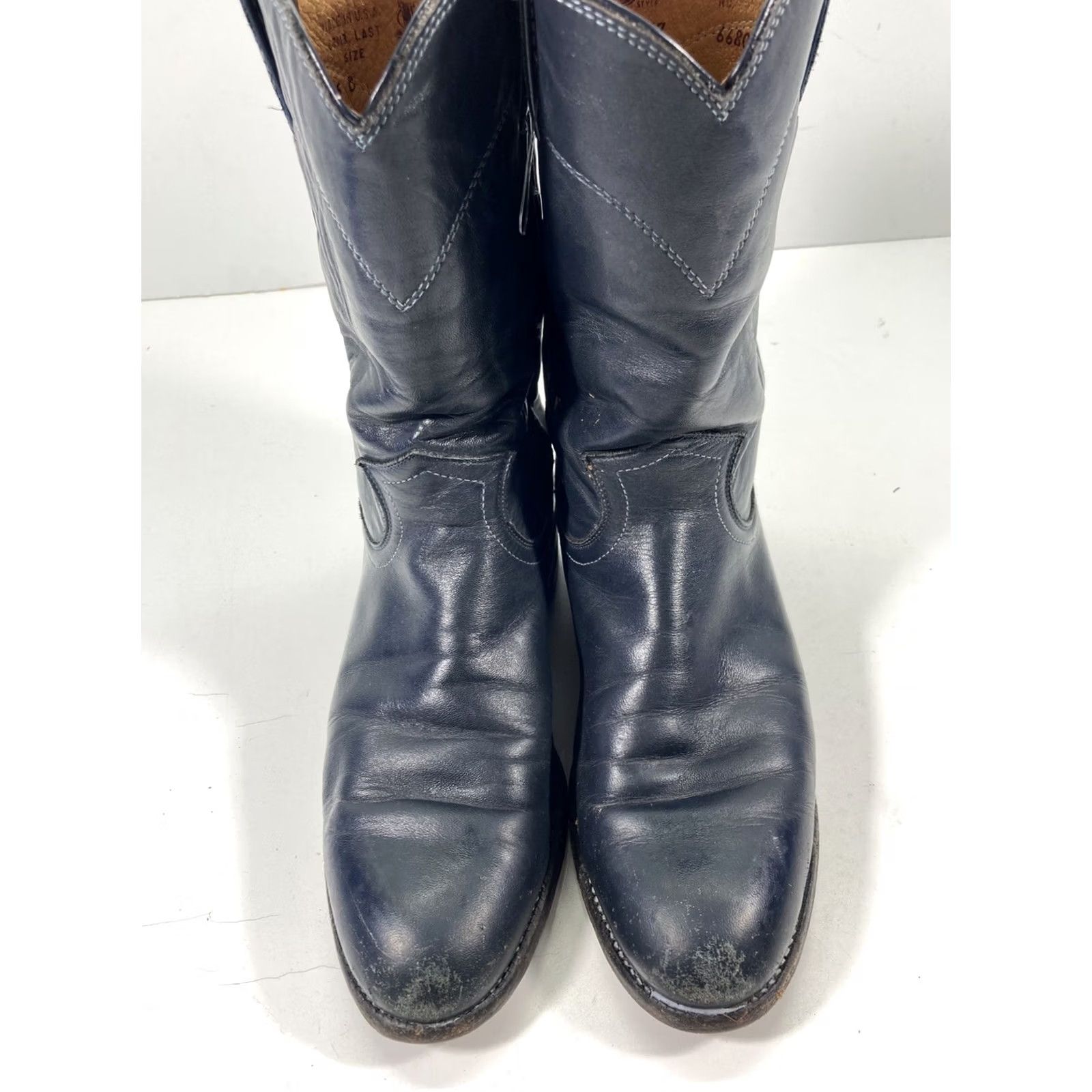 Justin Boots Justin Roper Boots Women Size 6 B Navy Blue Leather Western Rodeo Style 3057 Size US 6 / IT 36 - 2 Thumbnail
