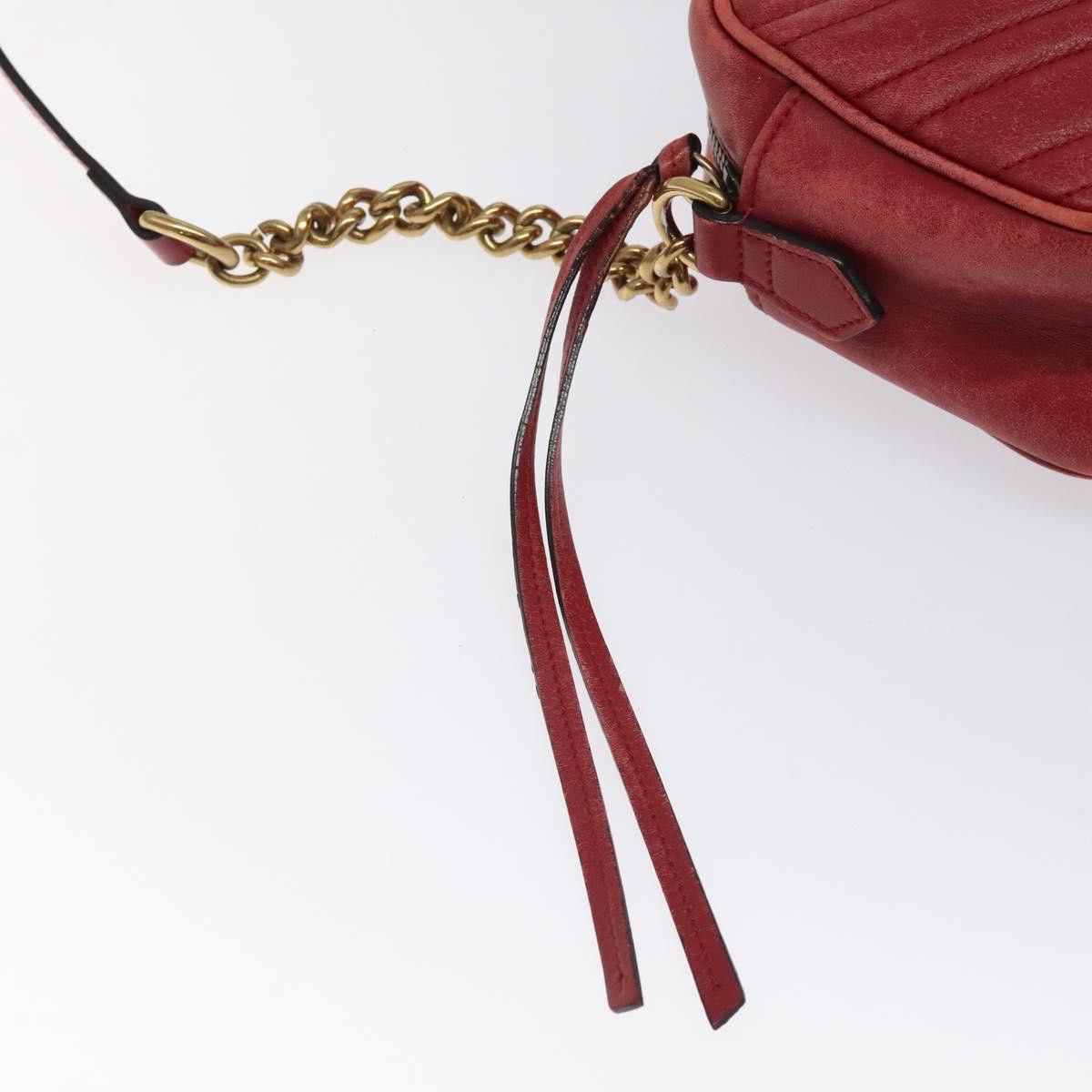 Gucci GUCCI GG Marmont Chain Shoulder Bag Leather Red Gold Size ONE SIZE - 14 Thumbnail