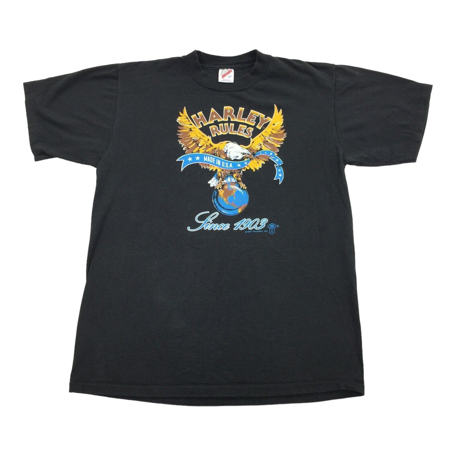 Harley Davidson × Vintage Vintage 1987 Harley Davidson Rules Single Stitch T-Shirt Size US L / EU 52-54 / 3 - 1 Thumbnail