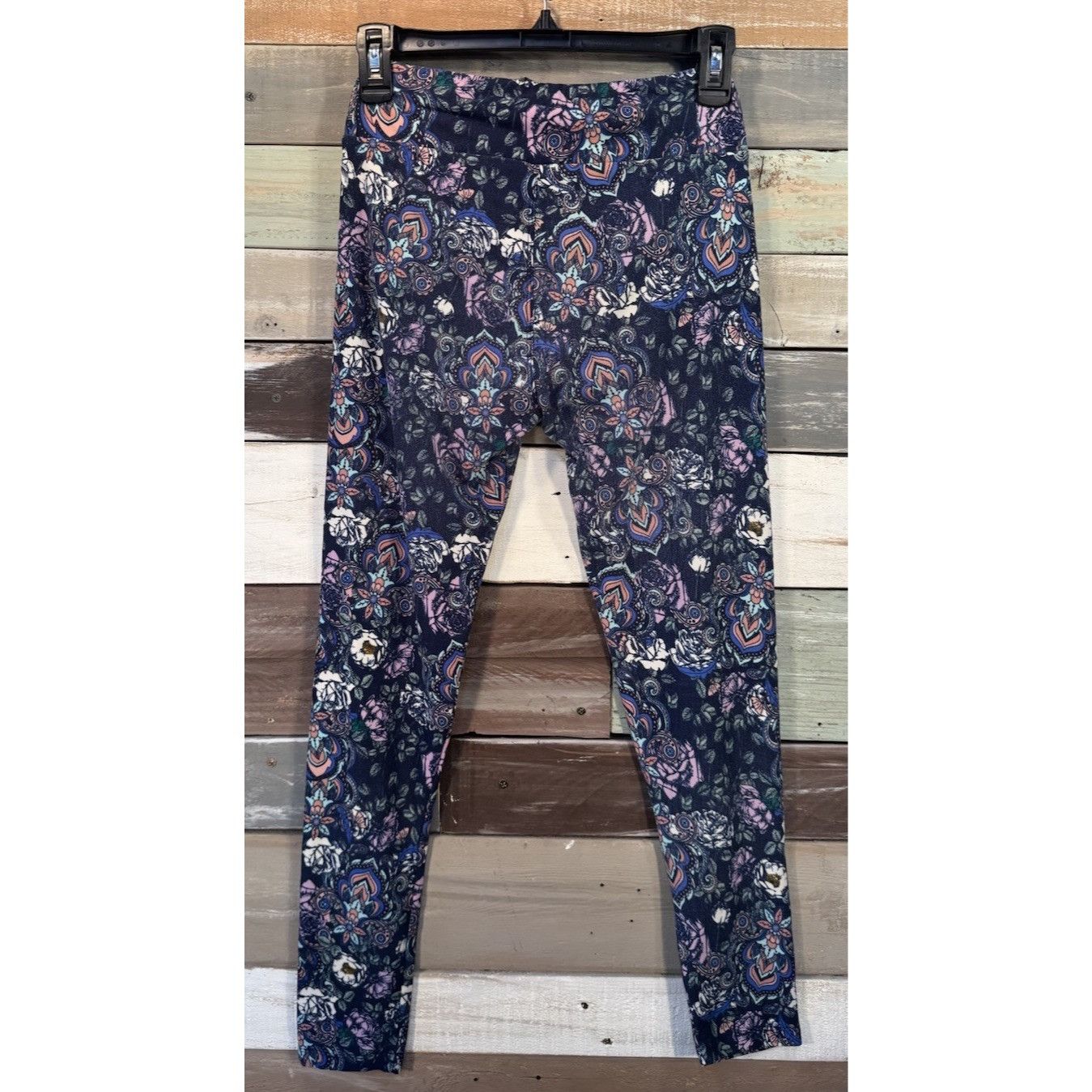 Other LuLaRoe Leggings OS One Size BLUE PATTERN Gently Used Size 29" - 6 Thumbnail