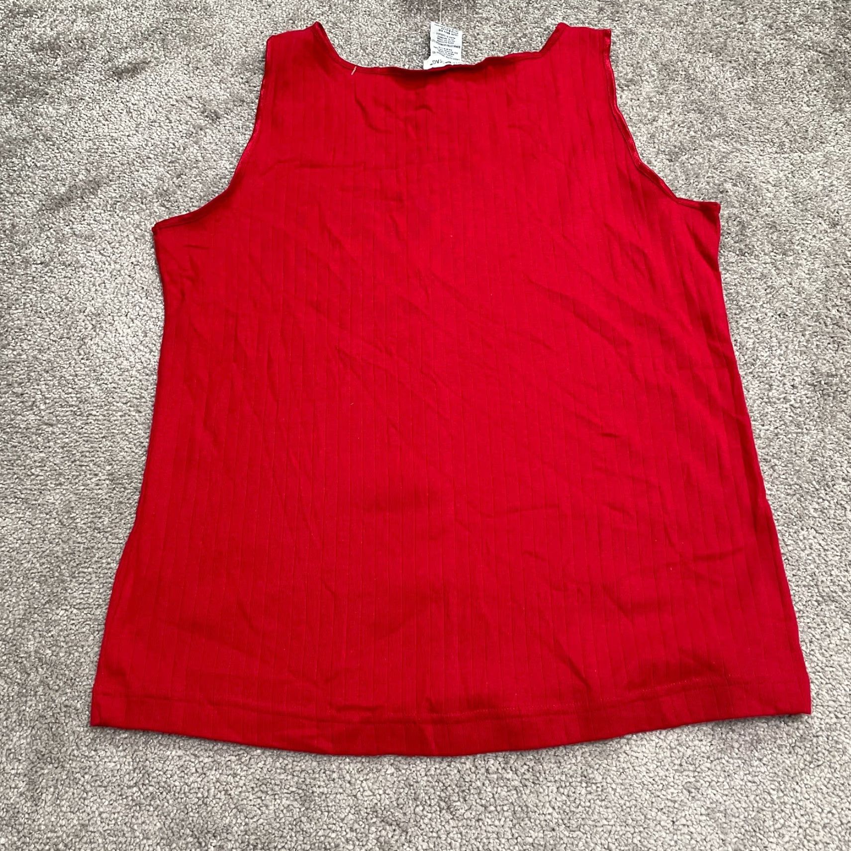 Vintage White Stag Tank Womens XL Red 100% Cotton Basic Knit Sleeveless Strappy Sleeve Camisole Casual NWD Size XL / US 12-14 / IT 48-50 - 2 Thumbnail