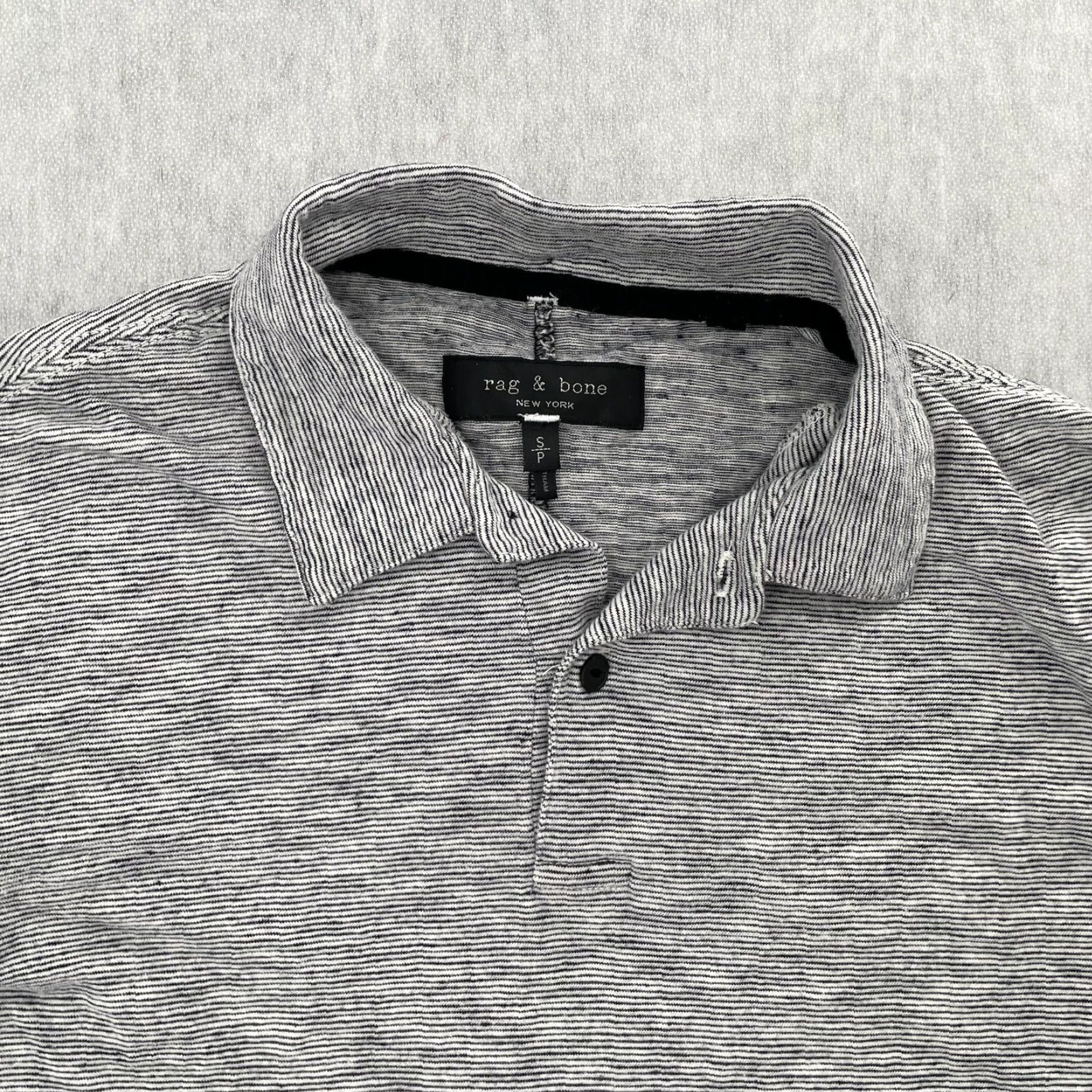 Rag & Bone VINTAGE Rag & Bone Polo Shirt Adult Small Gray Cotton Linen Blend Short Sleeve Mens Casual Size US S / EU 44-46 / 1 - 3 Thumbnail