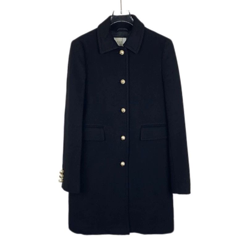 Gucci Gucci Black lapel single-breasted wool tweed coat 2506-Next Size XS / US 0-2 / IT 36-38 - 1 Thumbnail
