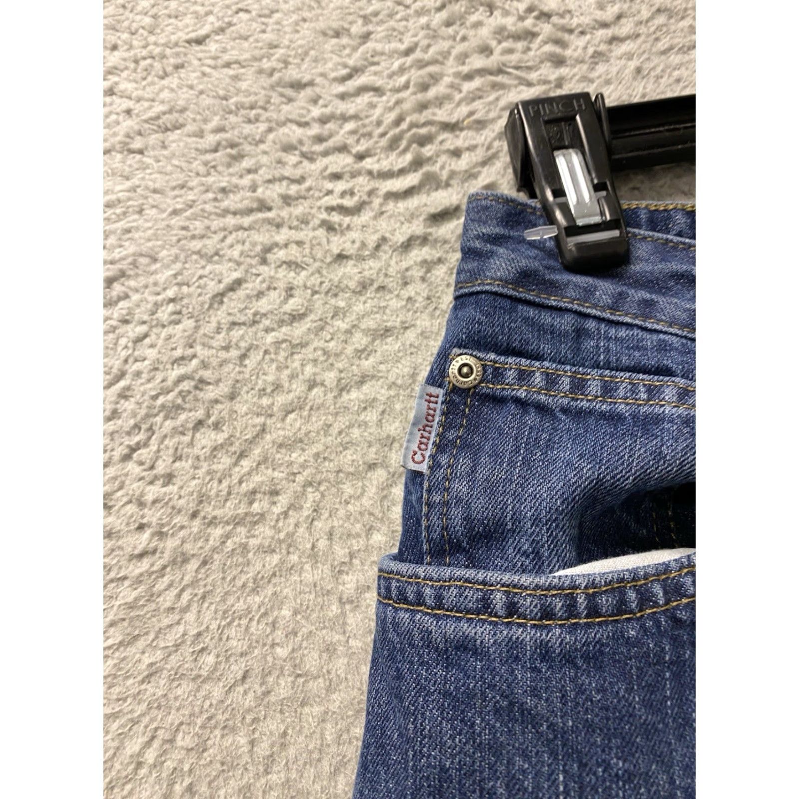 Carhartt Carhartt Jeans Womens 12 Blue Dark Wash Mid Rise Lined 34 Inseam 5-Pocket Denim Workwear Regular Size 34" / US 12 / IT 48 - 7 Thumbnail