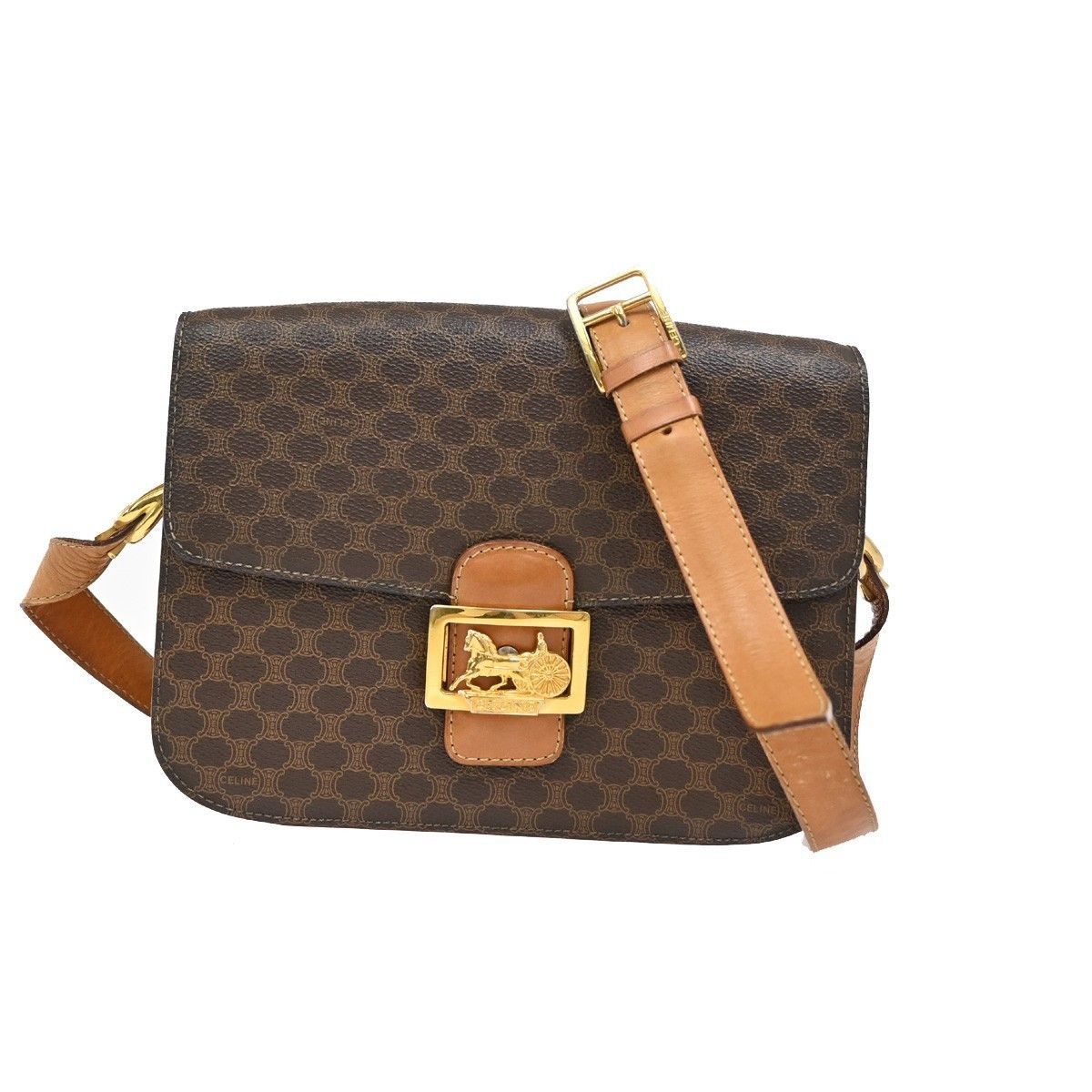 Celine Celine Vintage Horse Carriage Macadam Shoulder Bag Canvas Size ONE SIZE - 1 Thumbnail