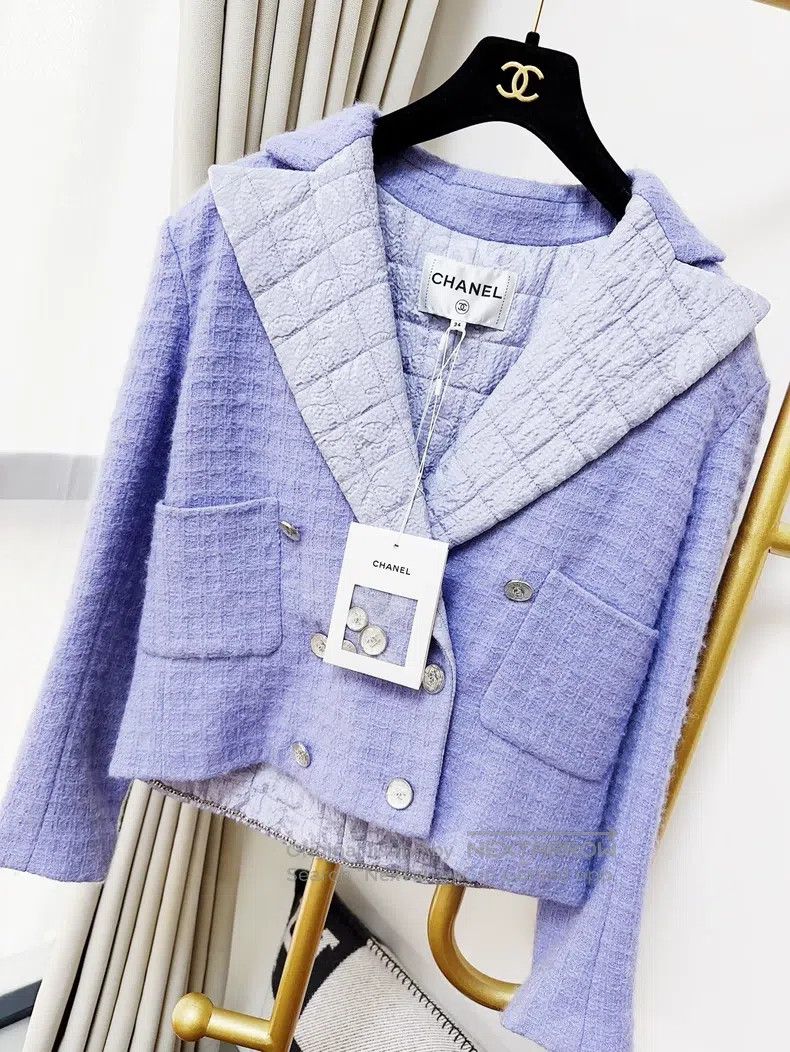 Chanel Chanel 21K autumn and winter taro purple lapel dark patter Size XXS / US 00 / IT 34 - 4 Thumbnail