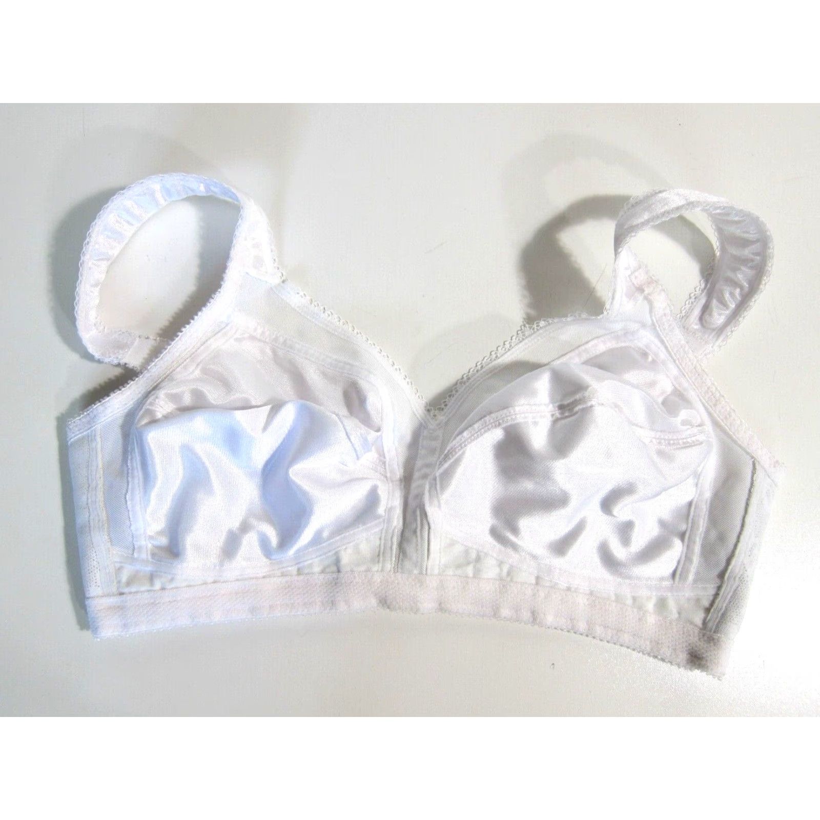 Vintage VINTAGE Playtex 18-Hour White Satin Lace Wide Strap Support Bra Women 36C Size ONE SIZE - 4 Thumbnail