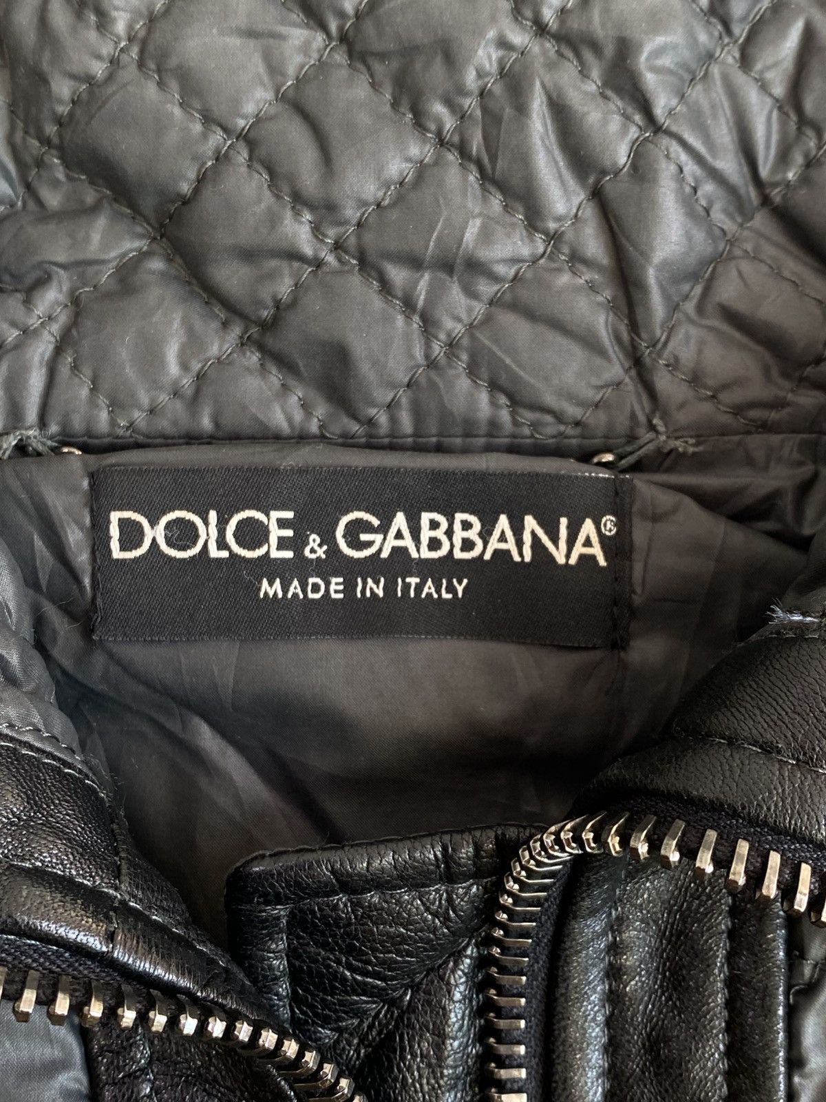 Dolce & Gabbana 2000’s Dolce Gabbana Quilted Leather Trim Motorcycle Jacket Size US S / EU 44-46 / 1 - 2 Thumbnail
