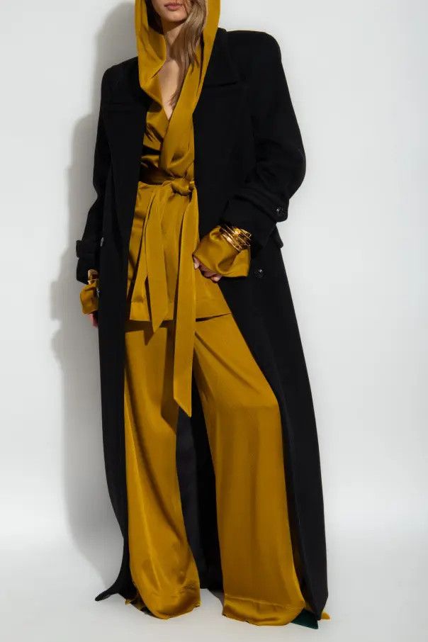 Saint Laurent Paris o1bcso1str0325 Hooded Jacket in Crepe Satin in Yellow Size XL / US 12-14 / IT 48-50 - 3 Thumbnail