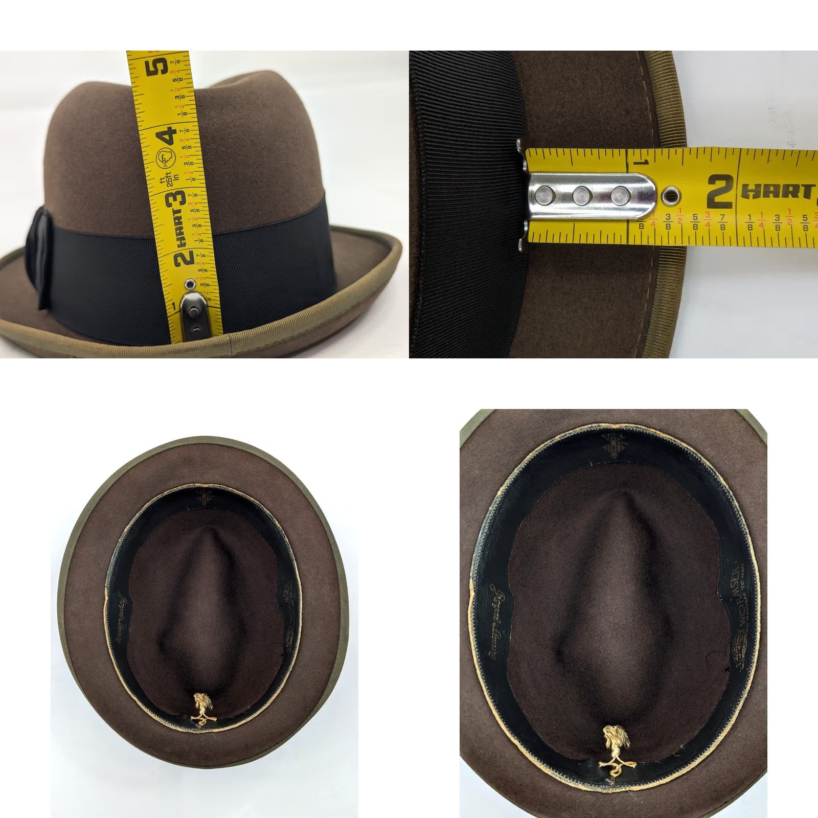 FELT VINTAGE Wormser Royal Luxury Fedora – Brown Felt Hat – Size 7 3/8 – Men – Leather Band – United Hatters Cap & Millinery – Midas Style Size ONE SIZE - 8 Thumbnail