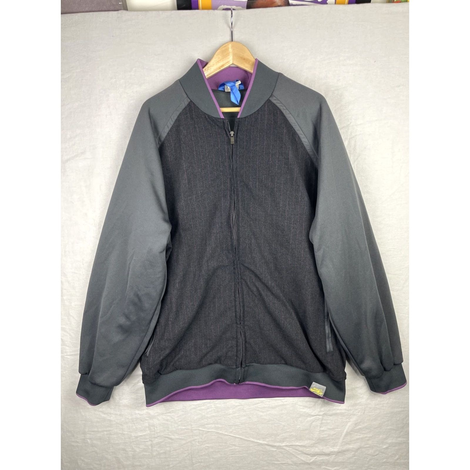 Nike Nike Air Force 1 Track Jacket Mens XL Gray Purple Pinstripes Blue Ribbon Sports Size US XL / EU 56 / 4 - 2 Thumbnail