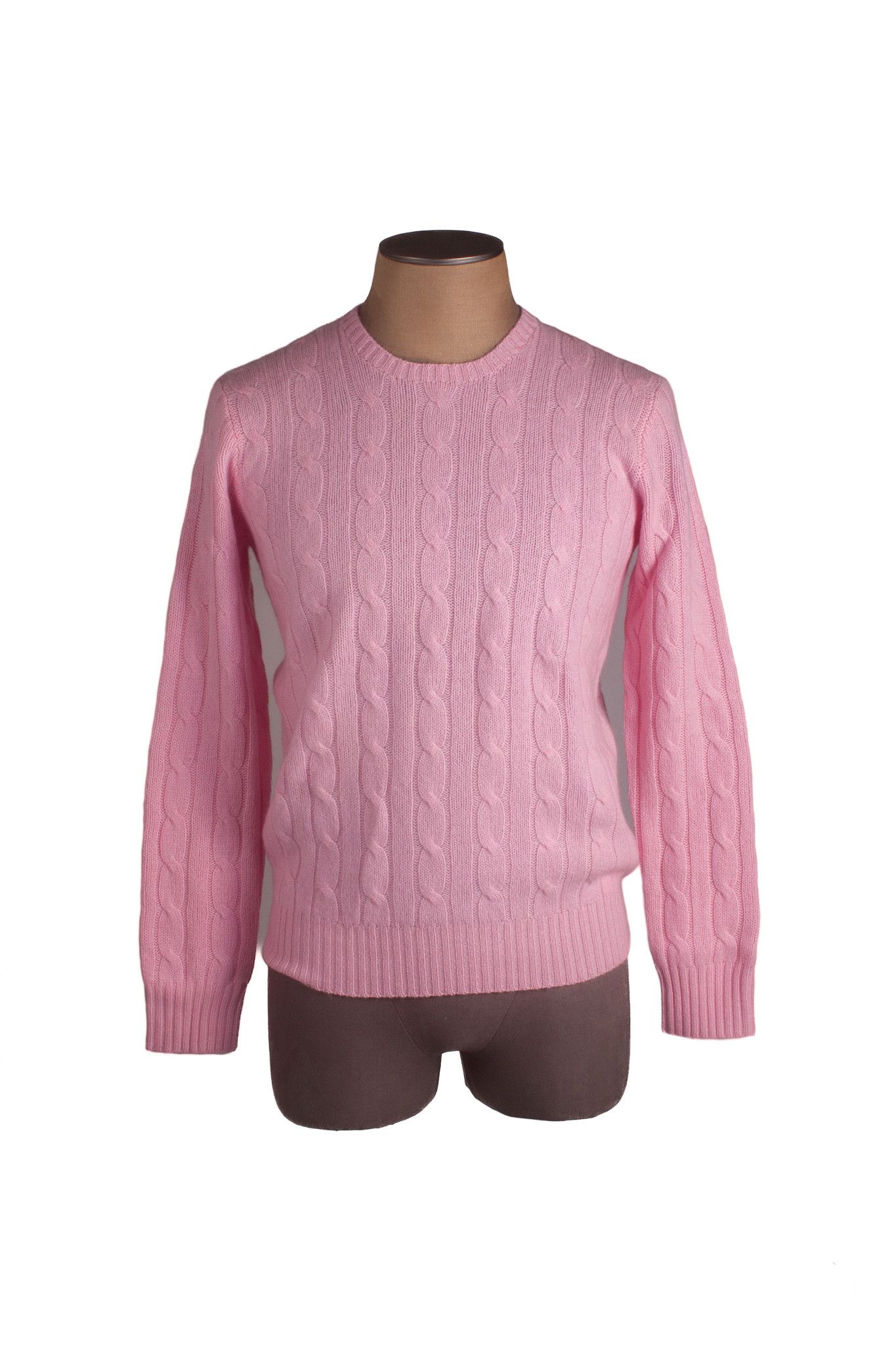 image of Polo Ralph Laurent Light Pink Cashmere Cable Knit Sweater, Men's (Size Small)